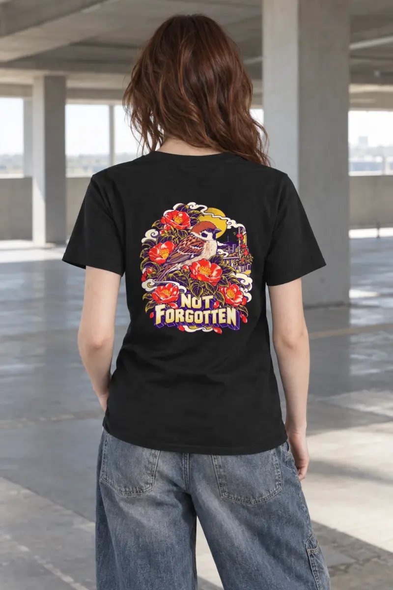 "Sparrow and Camellia Balcony" Heavyweight Unisex Crewneck T-shirt