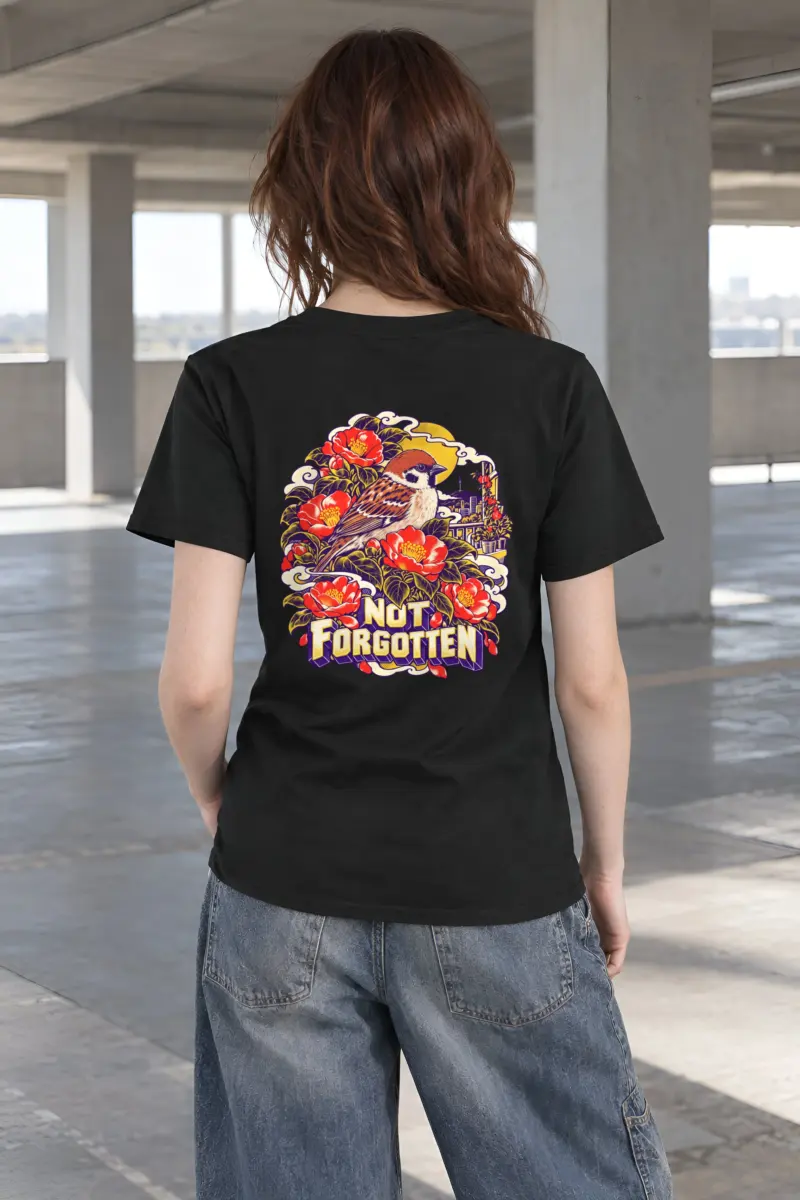 "Sparrow and Camellia Balcony" Heavyweight Unisex Crewneck T-shirt