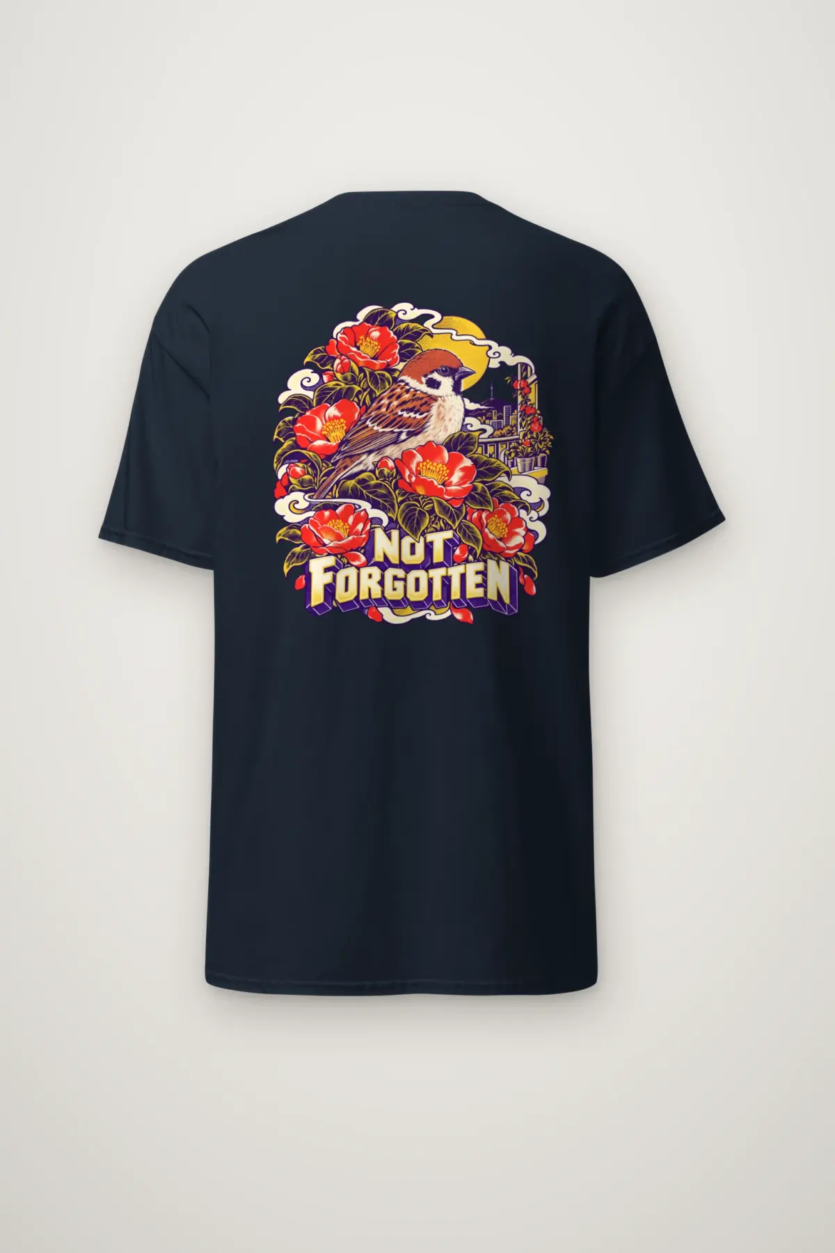 "Sparrow and Camellia Balcony" Heavyweight Unisex Crewneck T-shirt