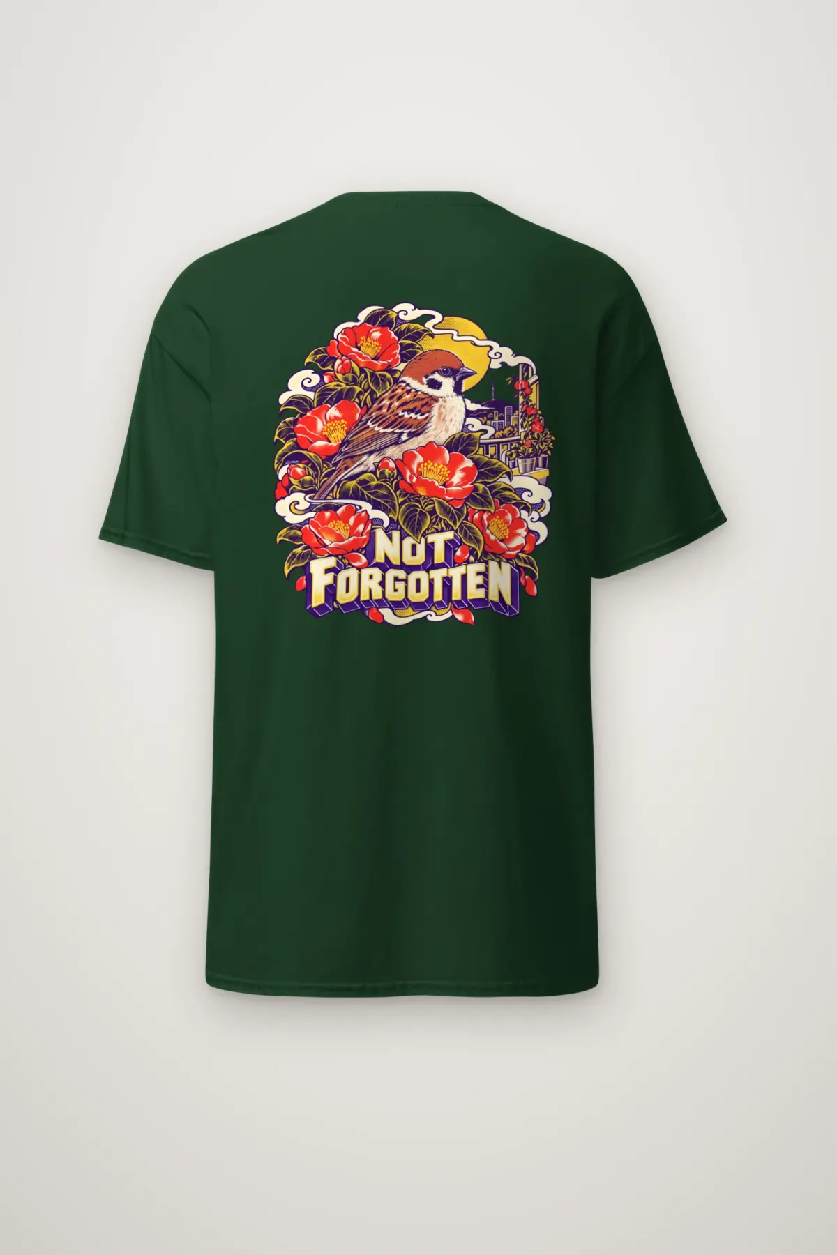 "Sparrow and Camellia Balcony" Heavyweight Unisex Crewneck T-shirt