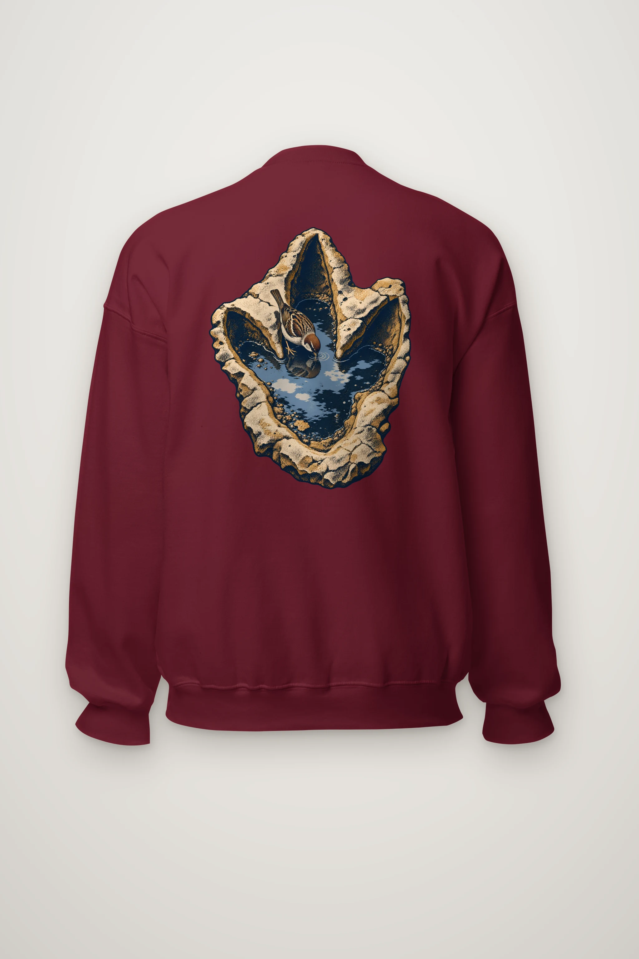 "Sparrow at the Dinosaur Footprint" Heavy Blend Unisex Crewneck Sweatshirt