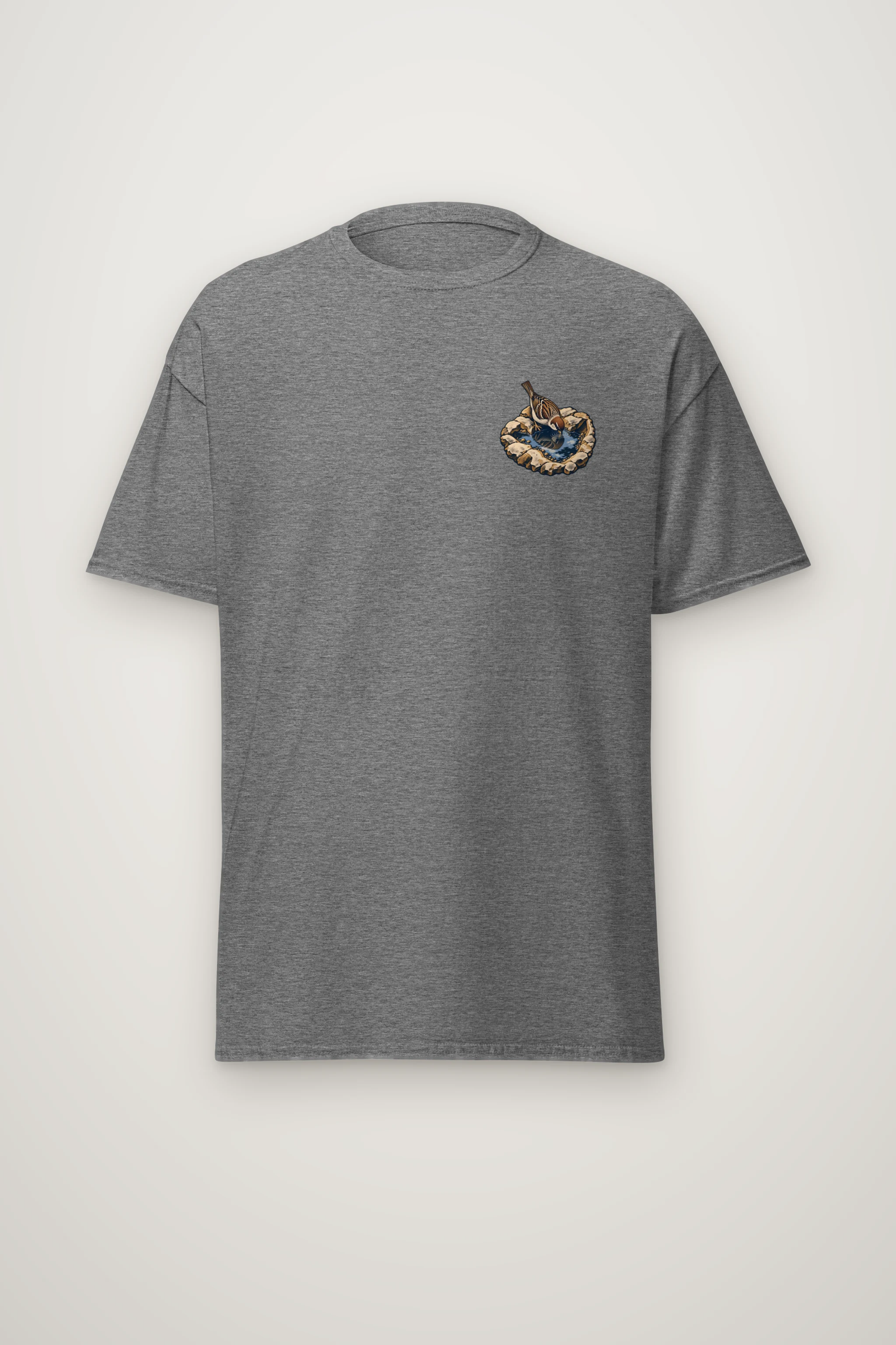 "Sparrow in the Footprint Pool" Heavyweight Unisex Crewneck T-shirt