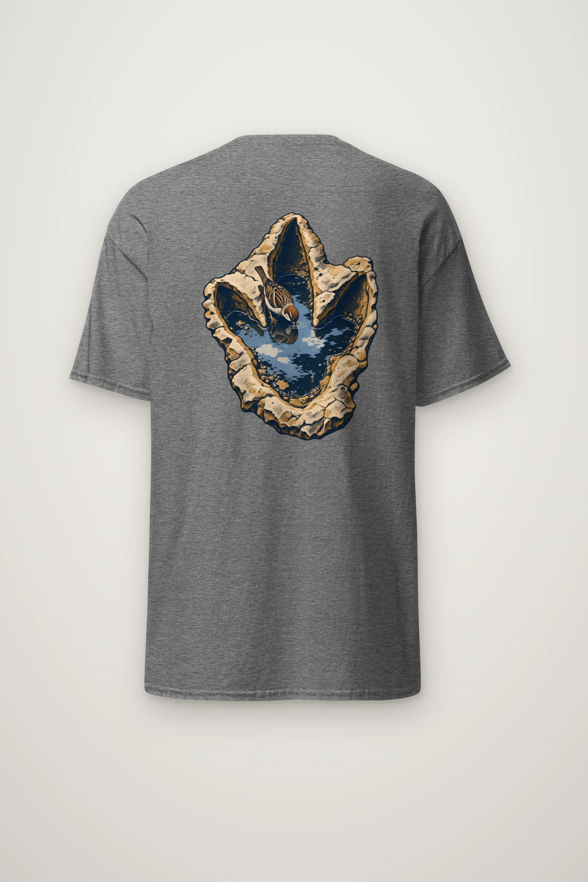 "Sparrow in the Footprint Pool" Heavyweight Unisex Crewneck T-shirt