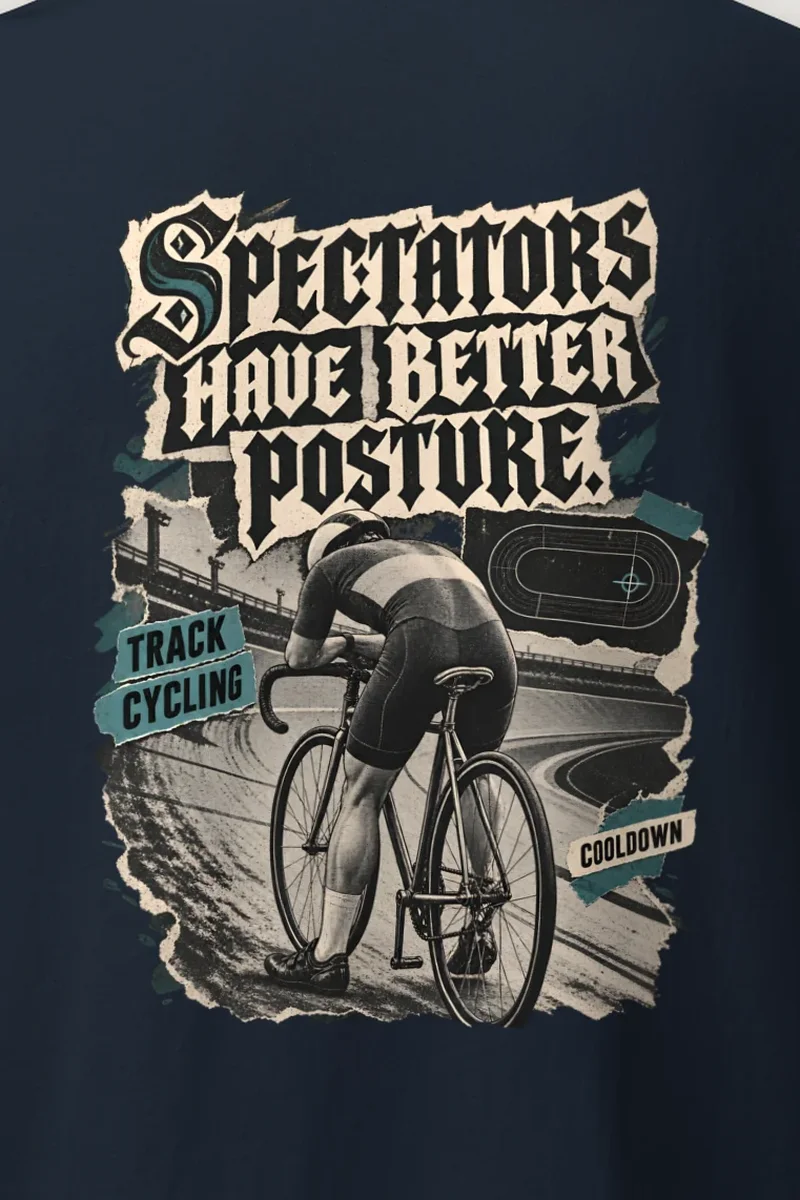 "Spectators Have Better Posture" Heavyweight Unisex Crewneck T-shirt - the graphic up close