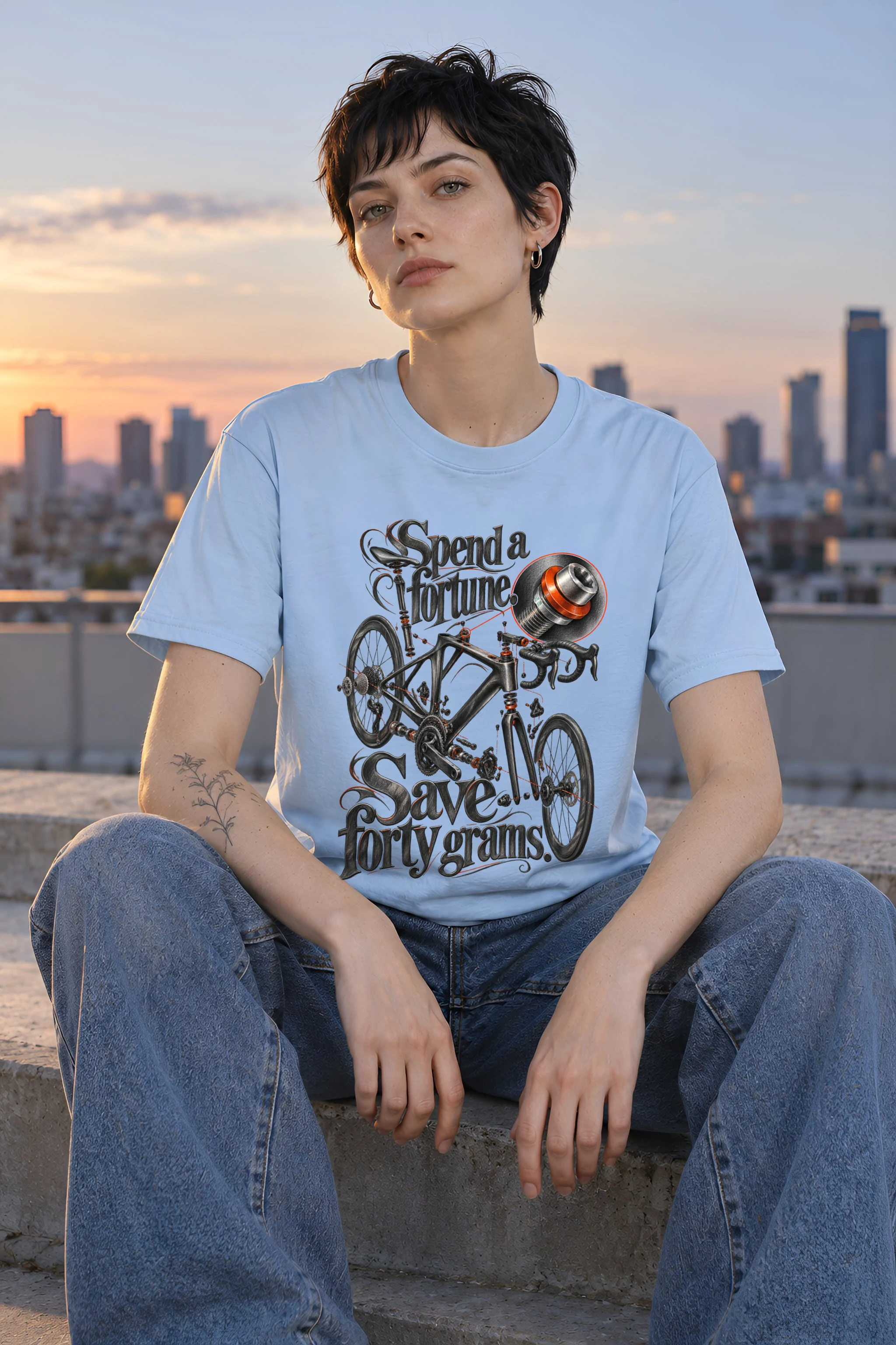 "Spend a Fortune Save Forty Grams" Heavyweight Unisex Crewneck T-shirt