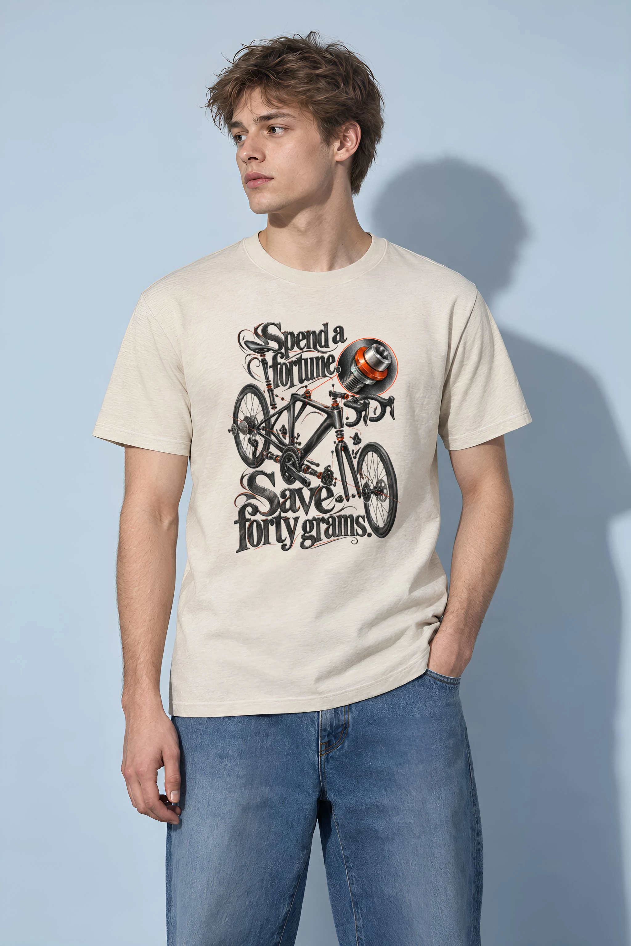 "Spend a Fortune Save Forty Grams" Heavyweight Unisex Crewneck T-shirt