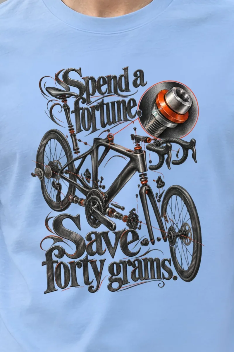 "Spend a Fortune Save Forty Grams" Heavyweight Unisex Crewneck T-shirt - the graphic up close