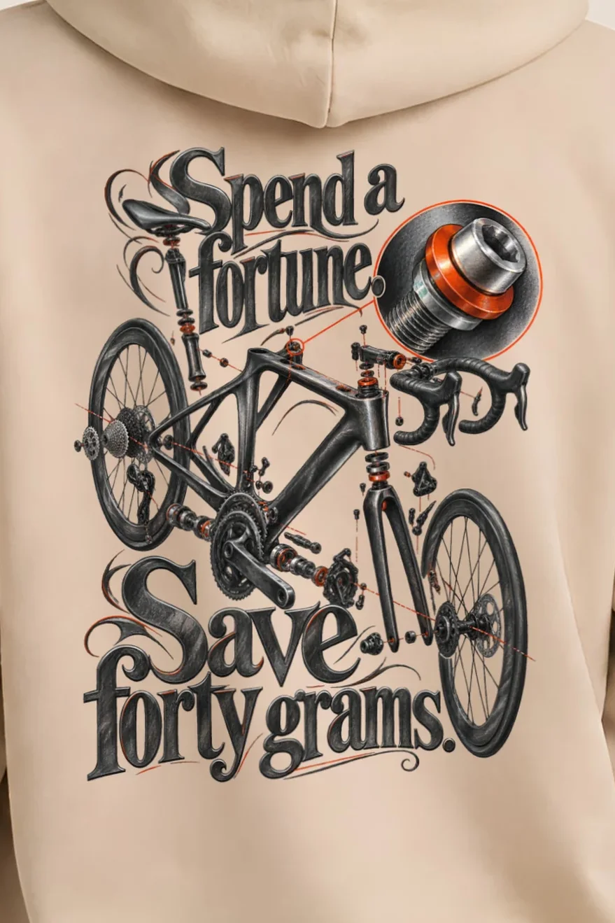 "Spend a Fortune Save Forty Grams" Unisex Pullover Hoodie - the graphic up close
