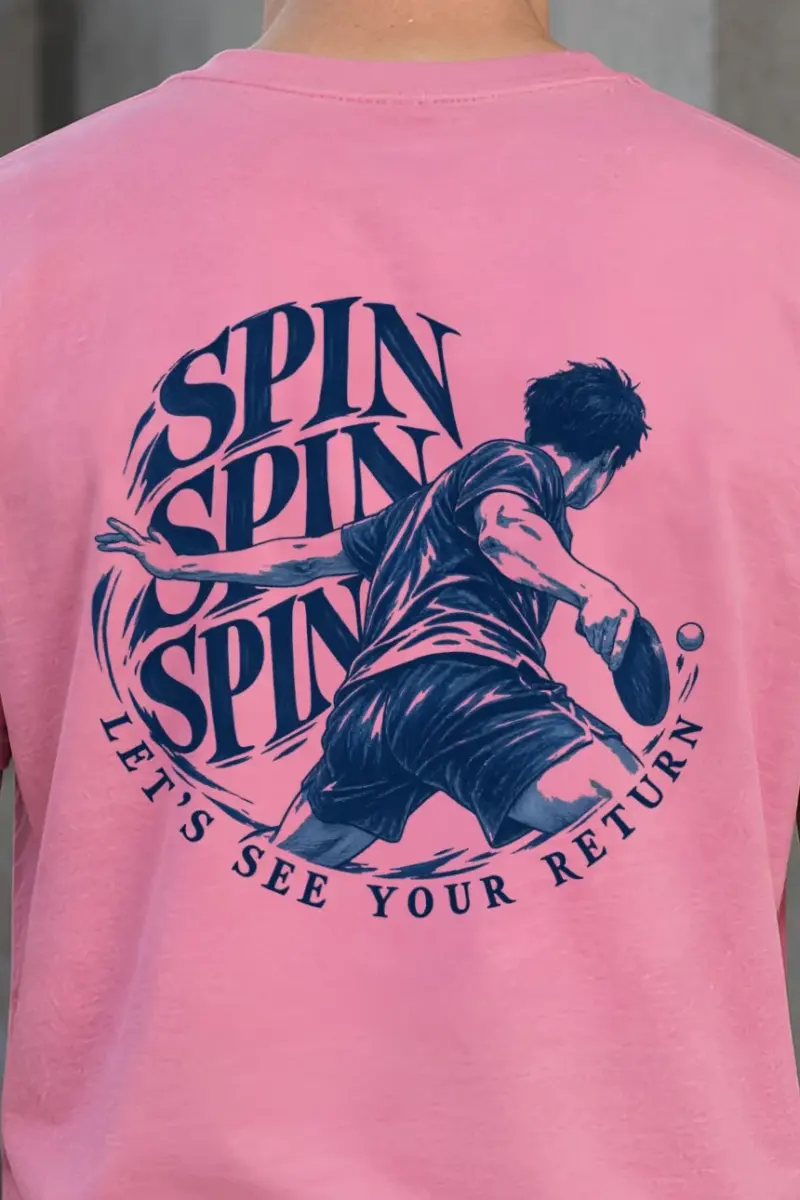 "Spin Spin Spin Return" Heavyweight Unisex Crewneck T-shirt - the graphic up close