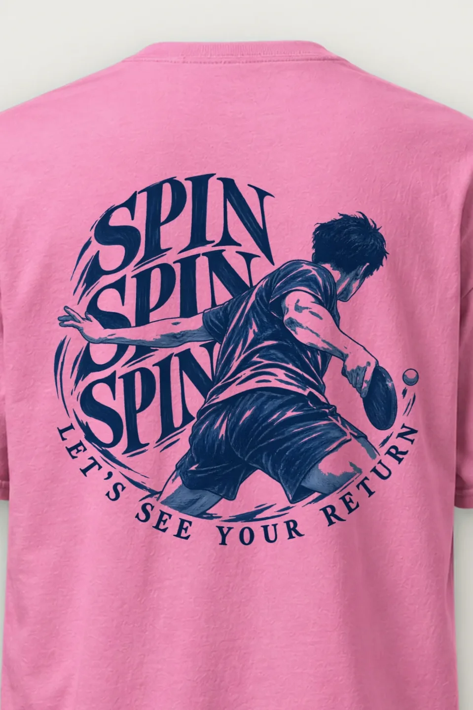 "Spin Spin Spin Return" Heavyweight Unisex Crewneck T-shirt - the graphic up close