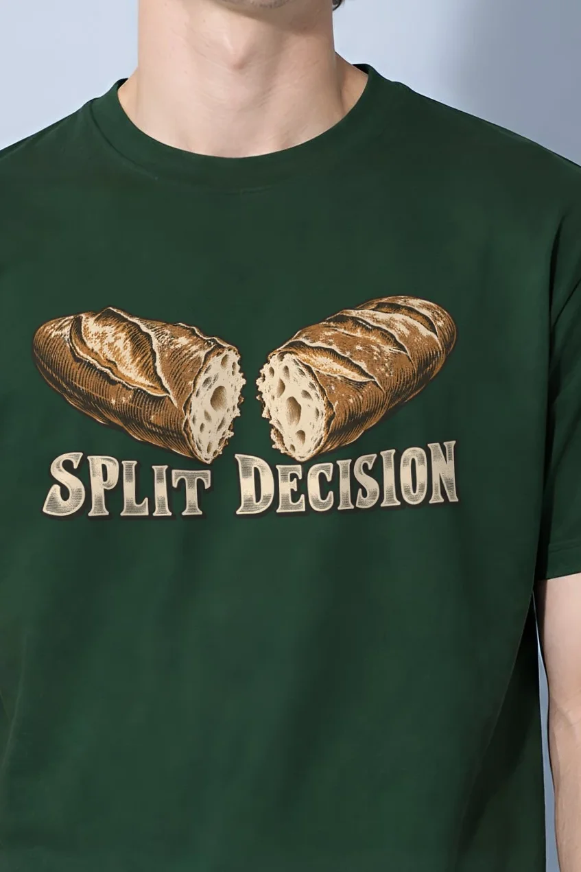 "Split Decision" Heavyweight Unisex Crewneck T-shirt - the graphic up close