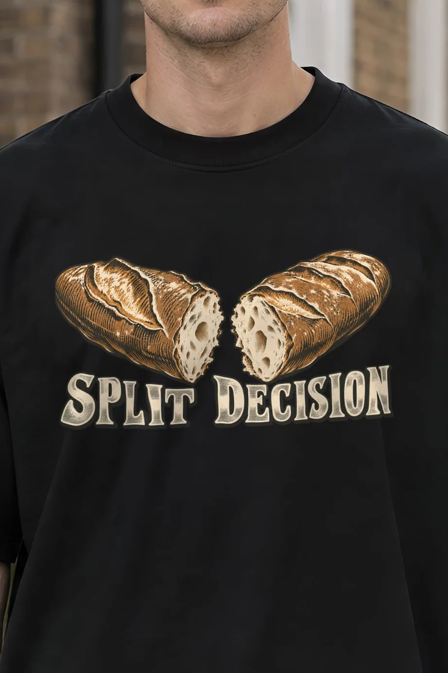 "Split Decision" Men’s Oversized Heavyweight Crewneck T-Shirt