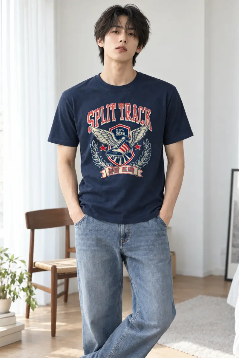 "Split Track" Heavyweight Unisex Crewneck T-shirt