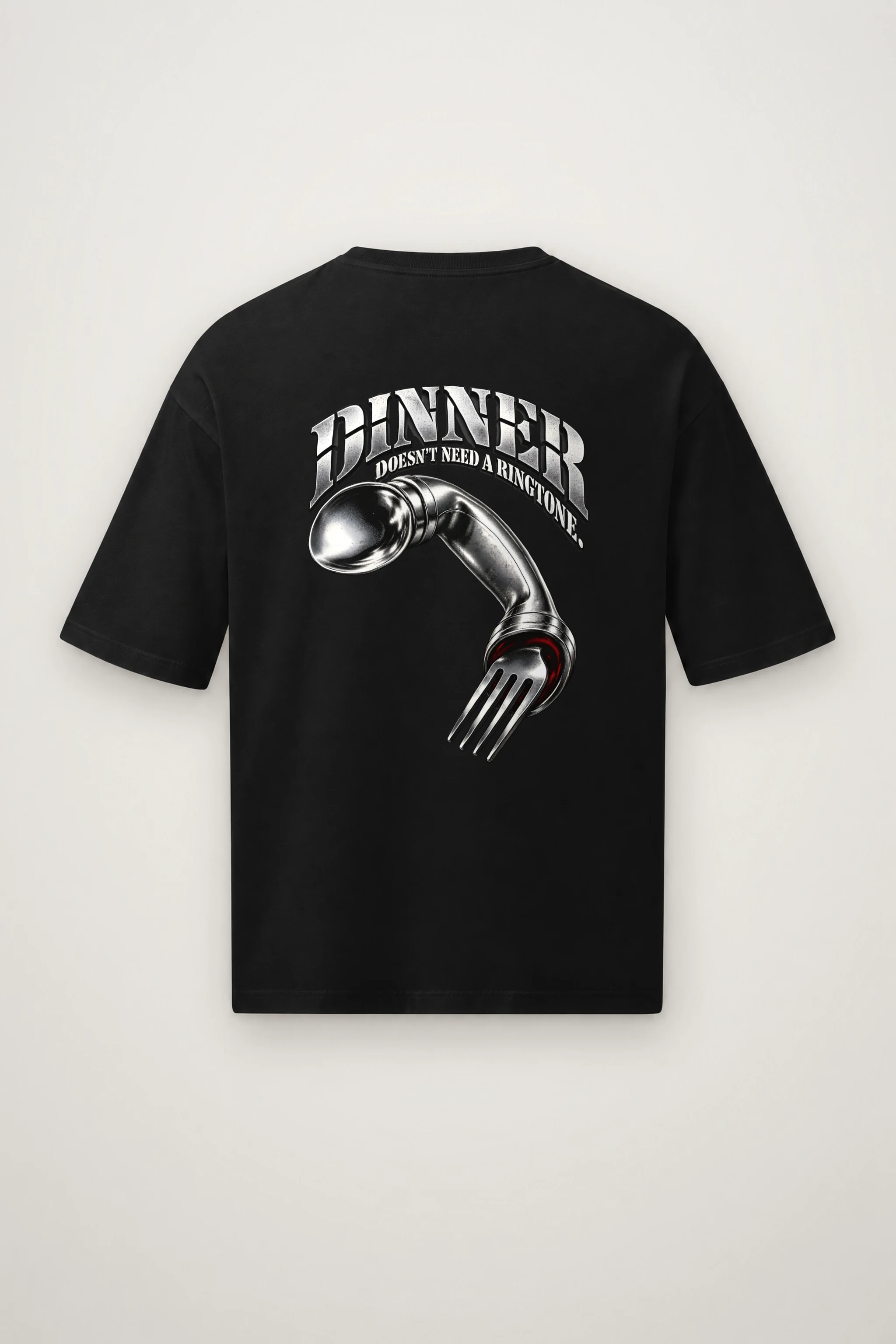 "Spoon Fork Handset" Men's Oversized Heavyweight Crewneck T-Shirt