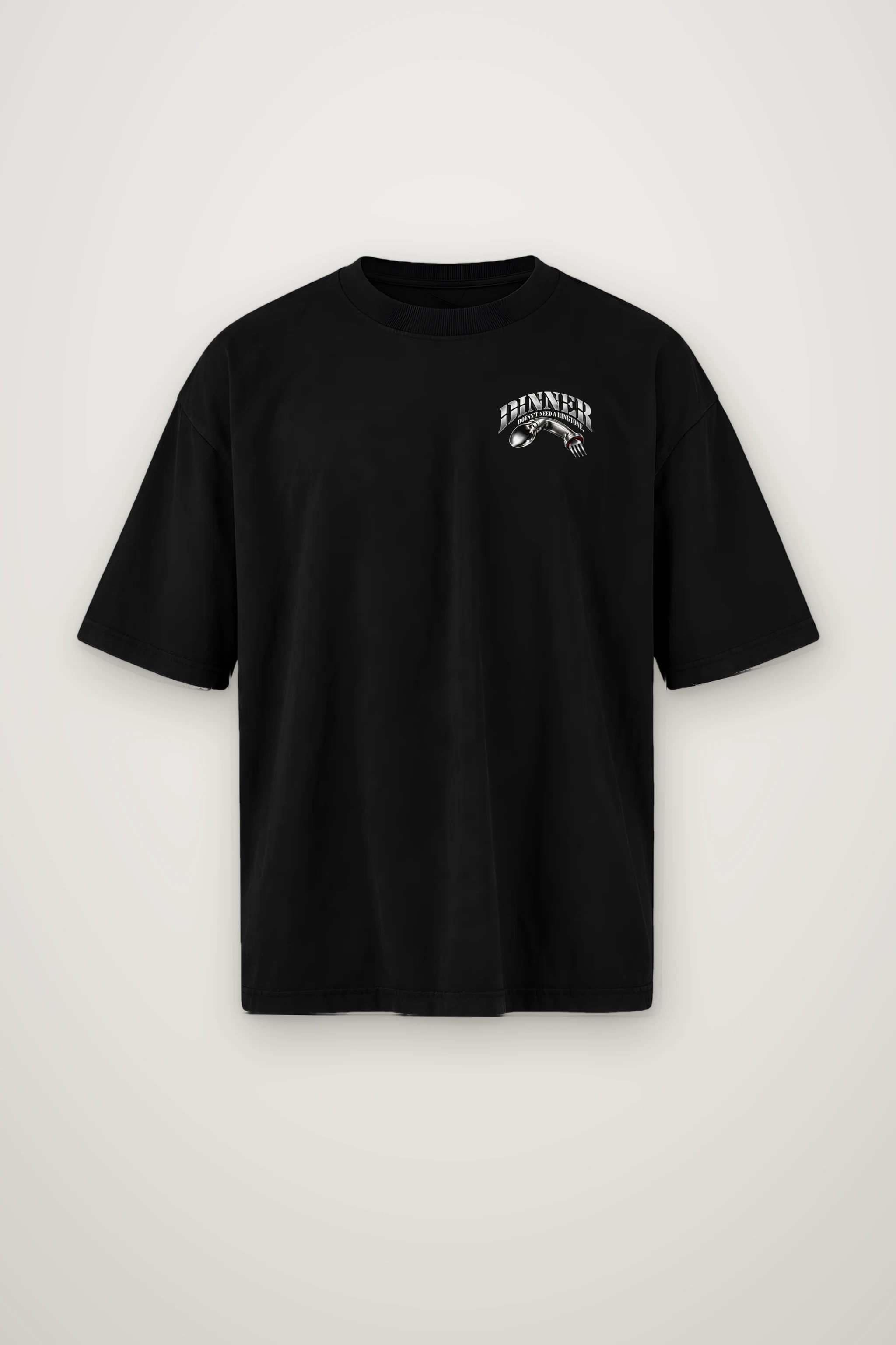 "Spoon Fork Handset" Men's Oversized Heavyweight Crewneck T-Shirt