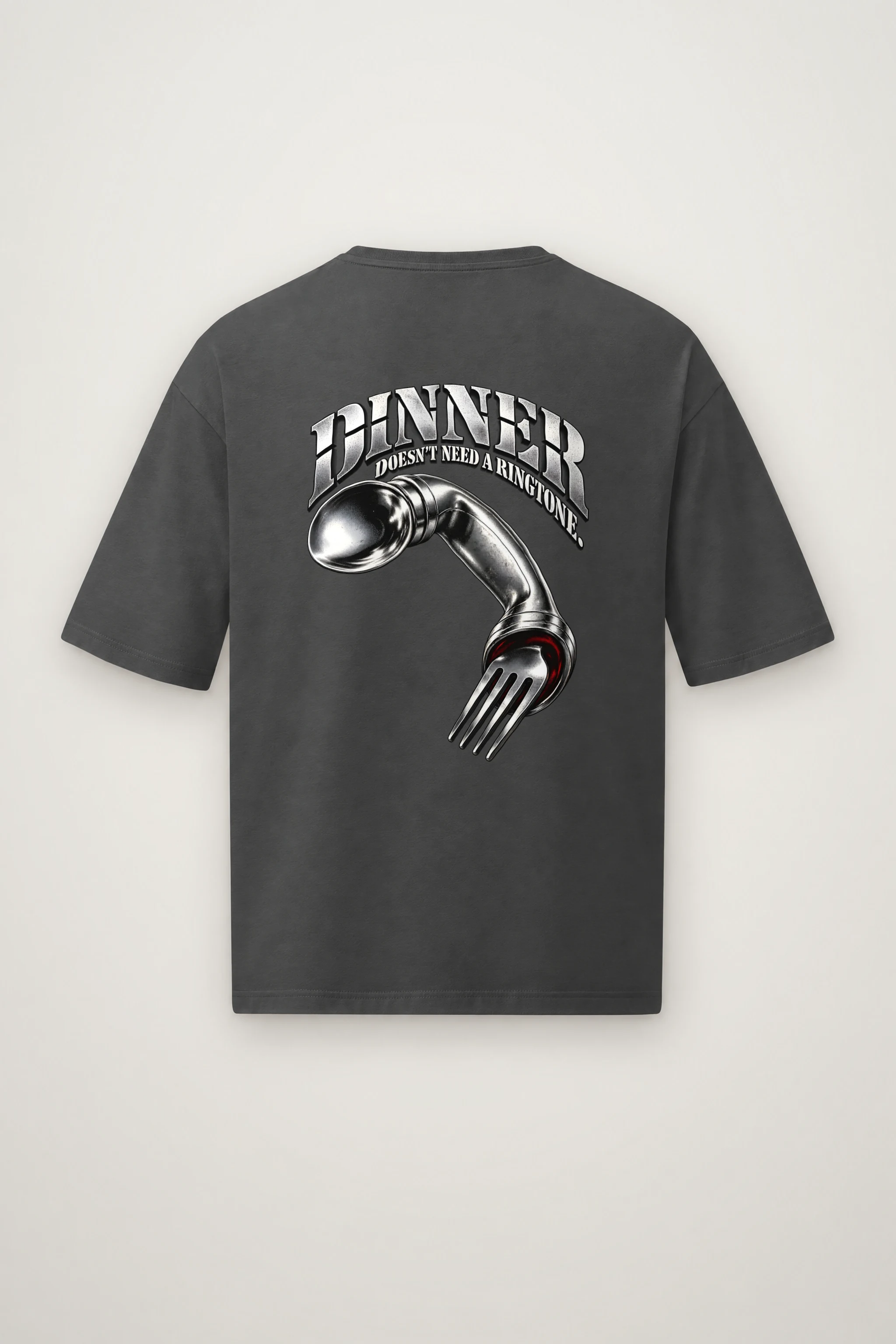 "Spoon Fork Handset" Men's Oversized Heavyweight Crewneck T-Shirt