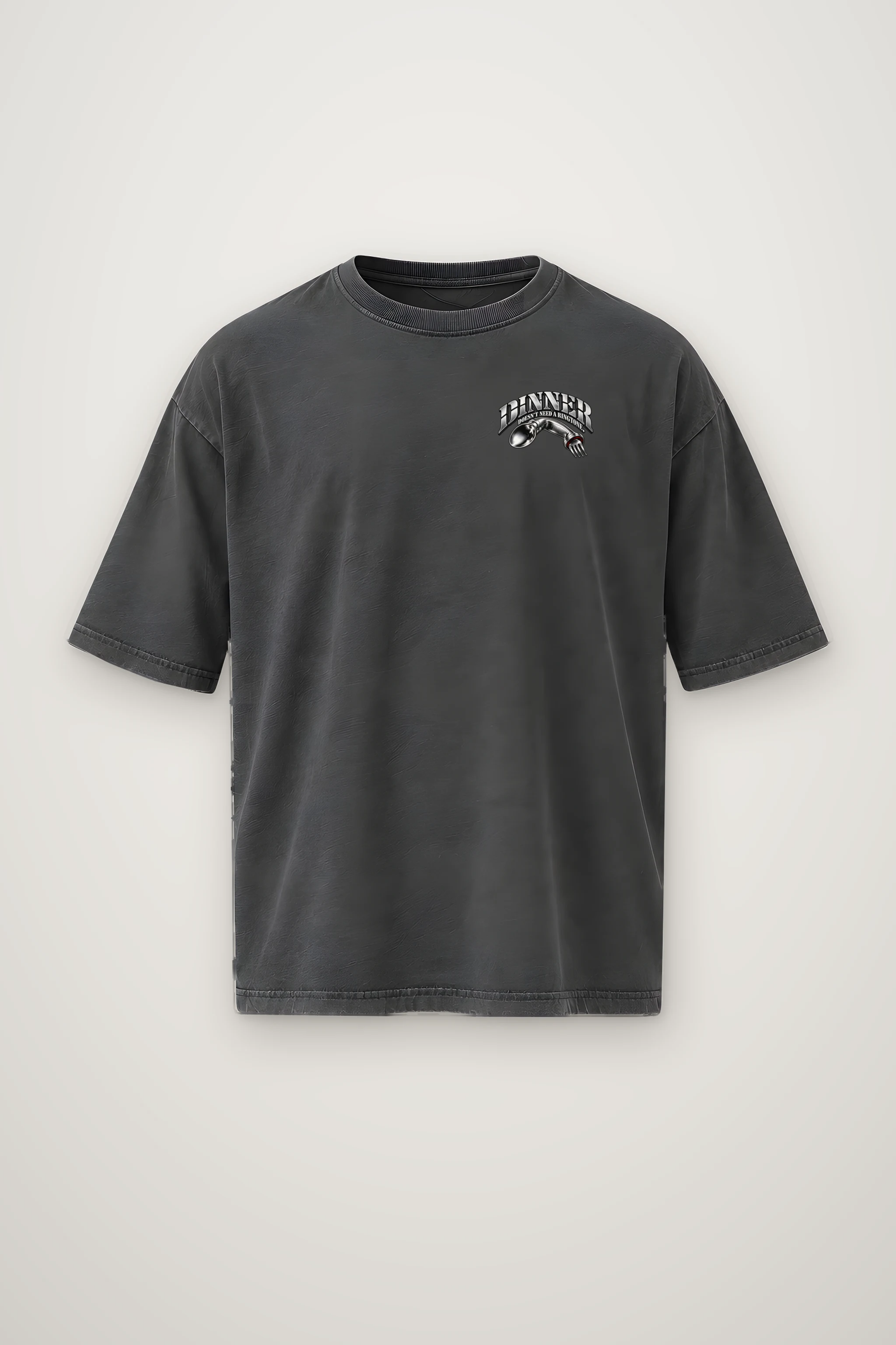 "Spoon Fork Handset" Men's Oversized Heavyweight Crewneck T-Shirt