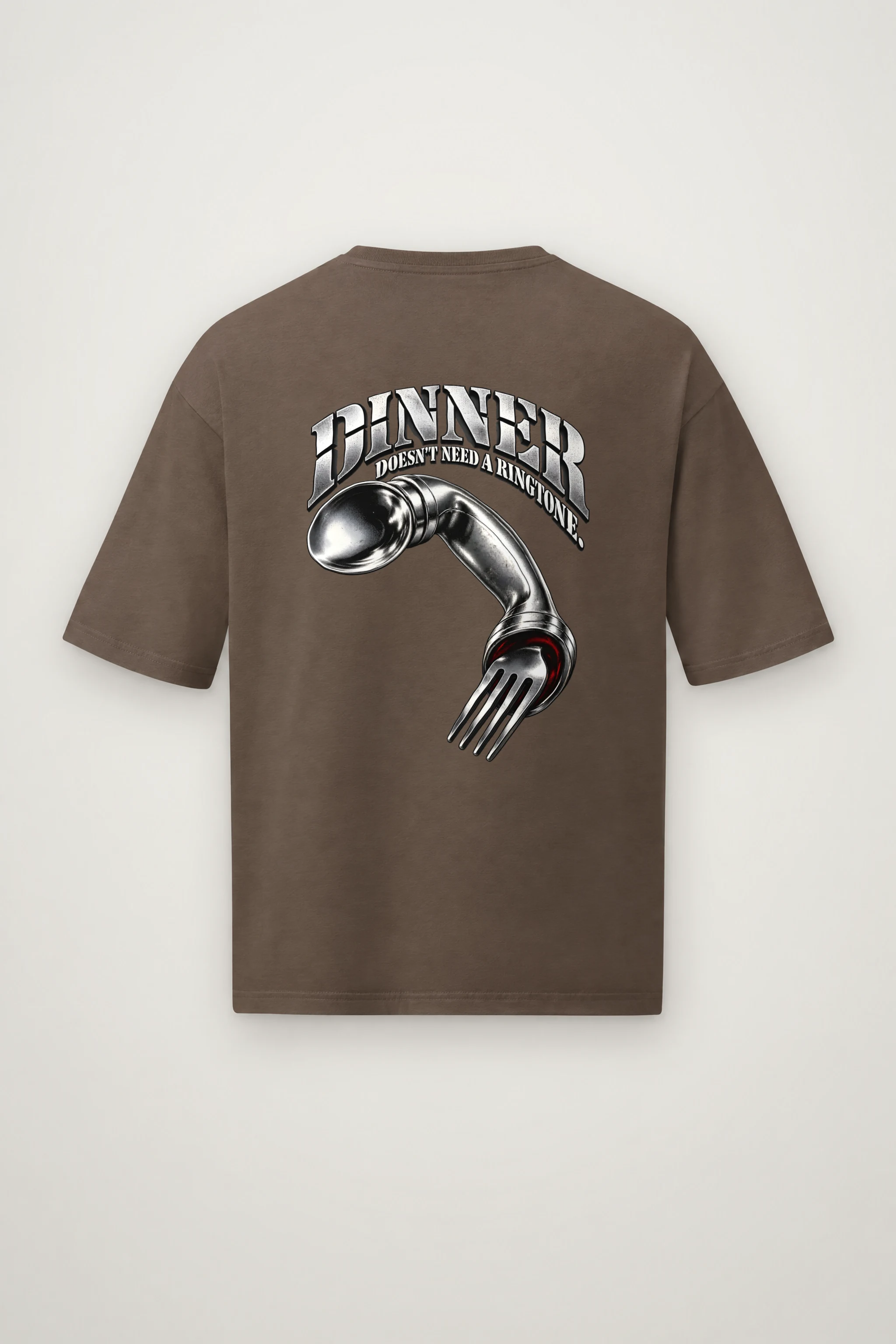 "Spoon Fork Handset" Men's Oversized Heavyweight Crewneck T-Shirt