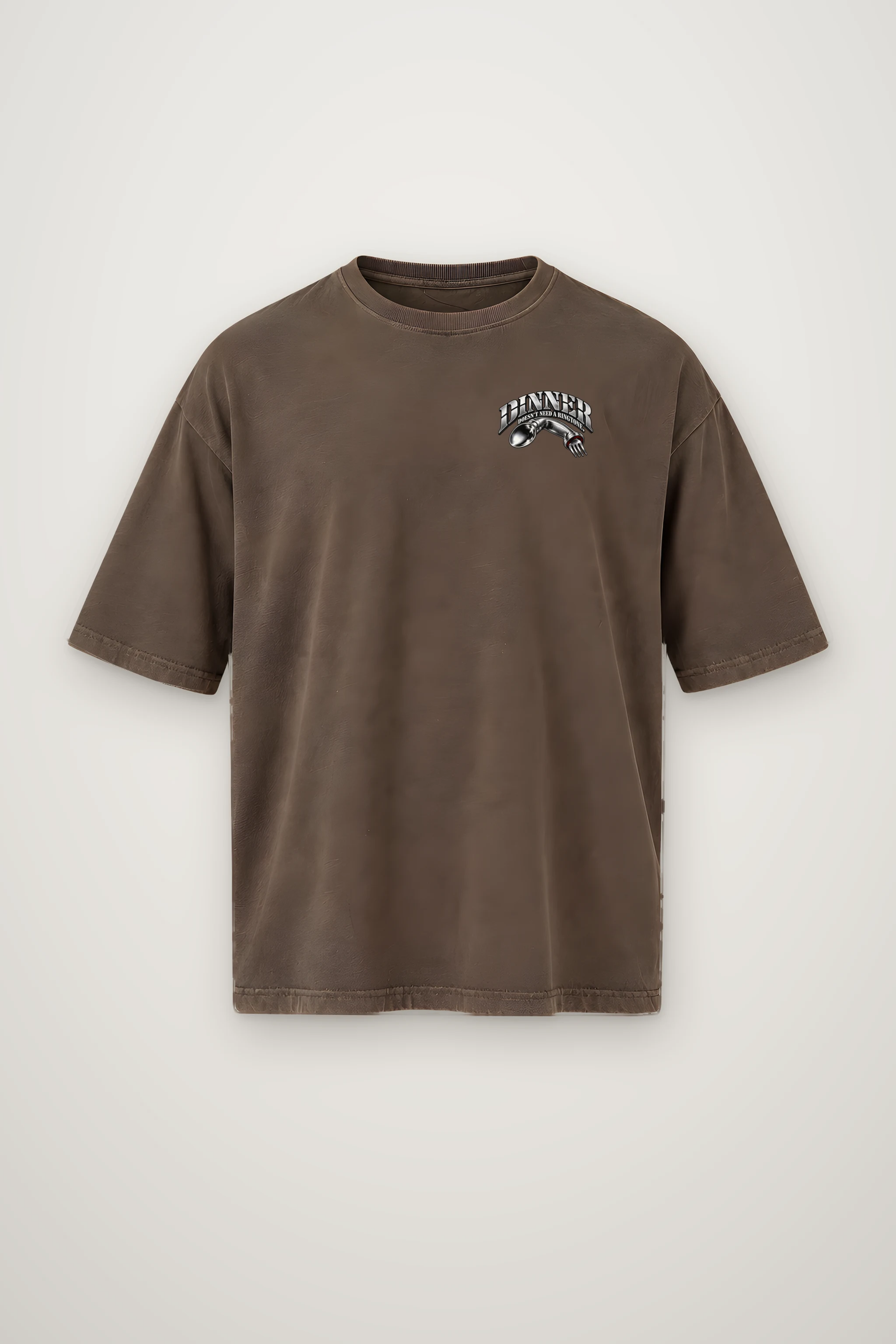 "Spoon Fork Handset" Men's Oversized Heavyweight Crewneck T-Shirt