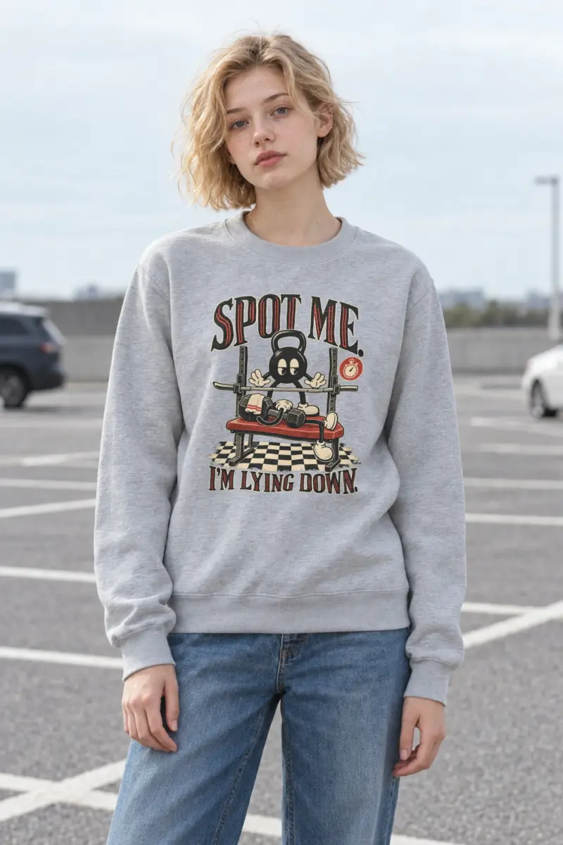 "SPOT ME. I'M LYING DOWN." Heavy Blend Unisex Crewneck Sweatshirt