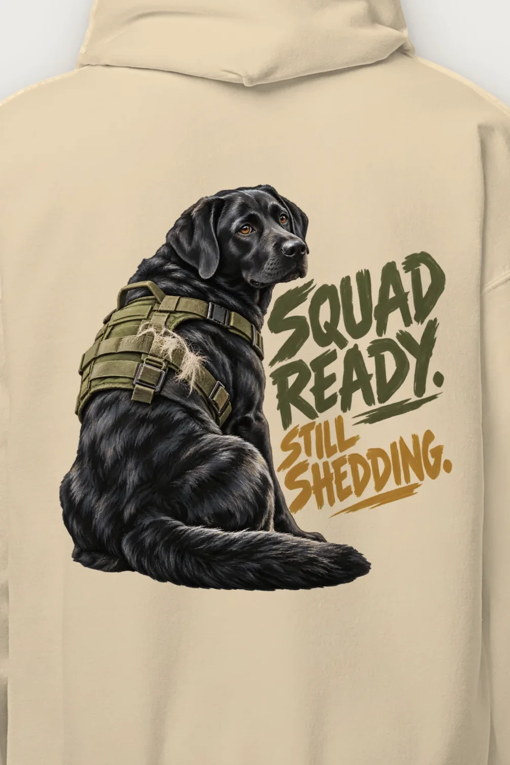 "Squad Ready, Still Shedding" Heavy Blend Unisex Pullover Hoodie - the graphic up close