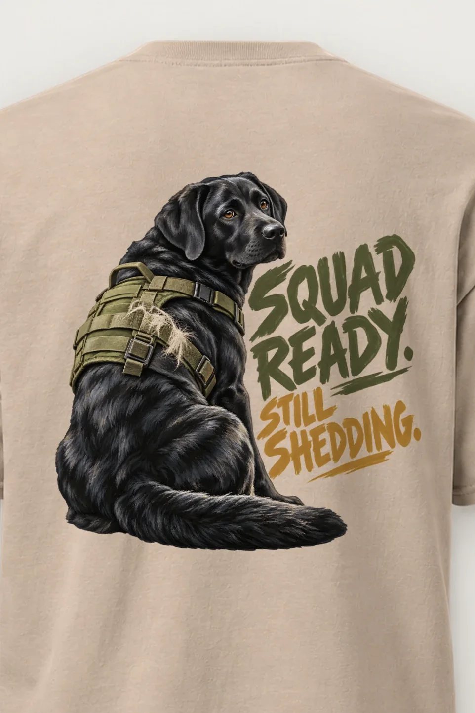 "Squad Ready, Still Shedding" Heavyweight Unisex Crewneck T-shirt - the graphic up close