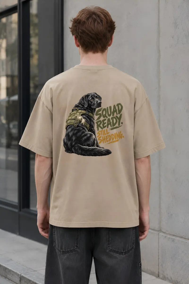 "Squad Ready, Still Shedding" Unisex Oversized Heavyweight Crewneck T-Shirt