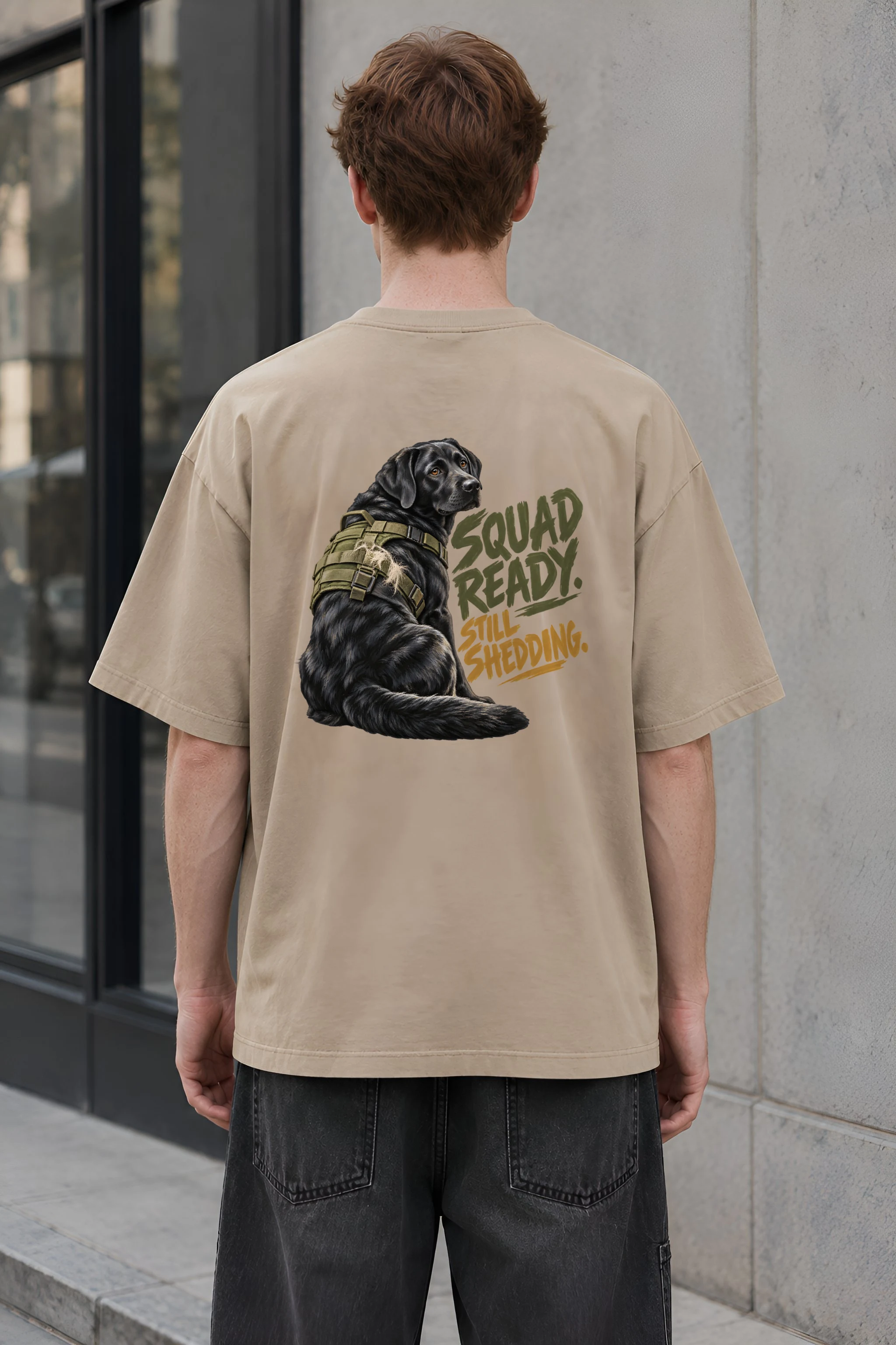 "Squad Ready, Still Shedding" Men's Oversized Heavyweight Crewneck T-Shirt