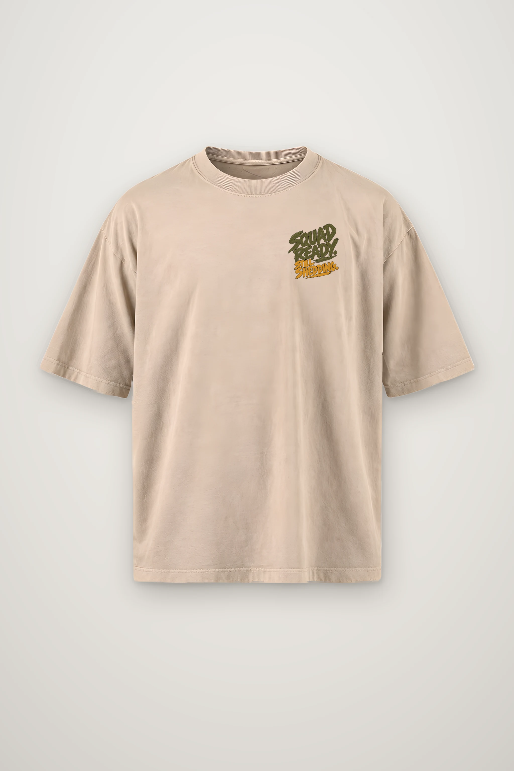 "Squad Ready, Still Shedding" Men's Oversized Heavyweight Crewneck T-Shirt