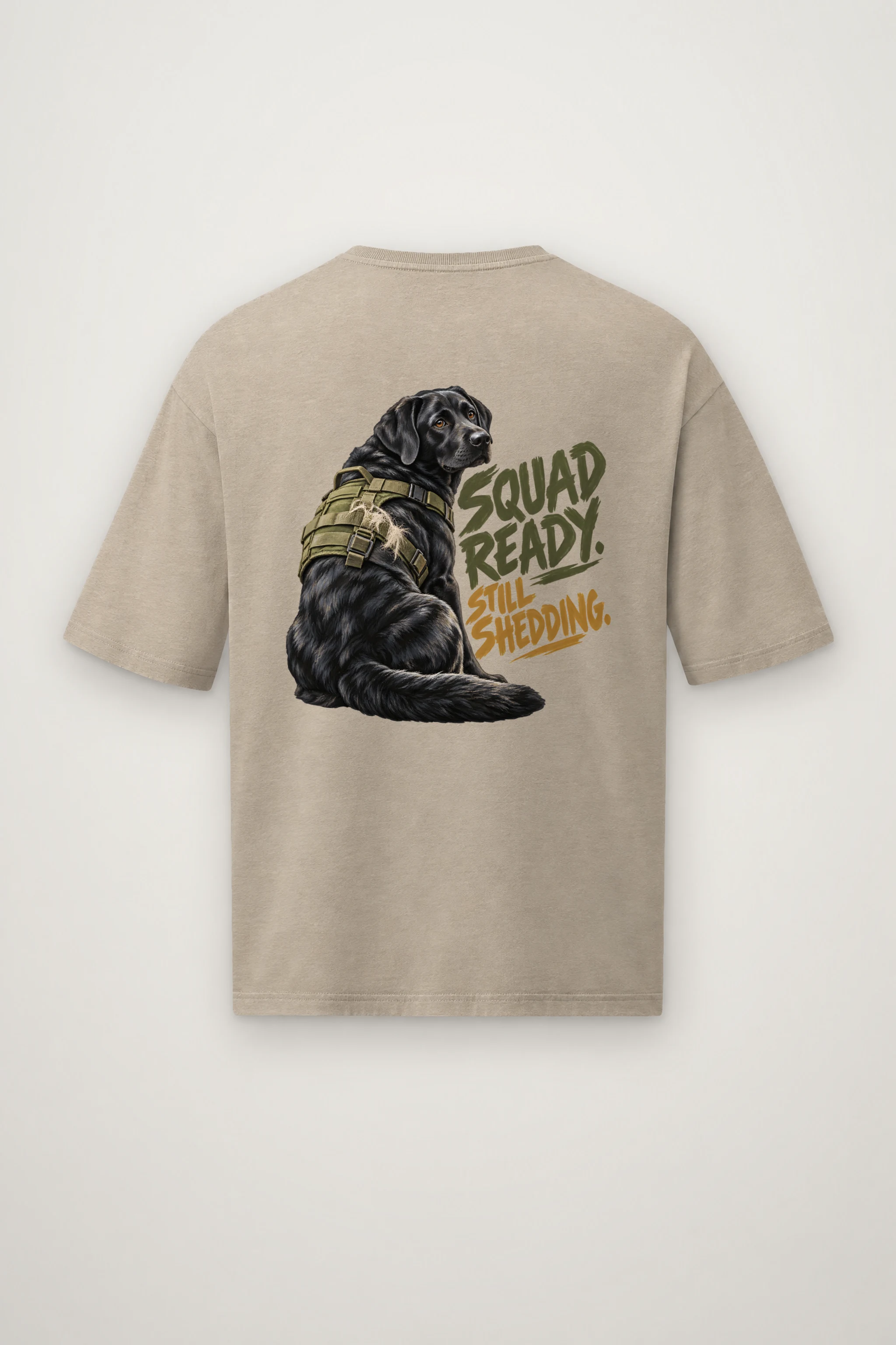 "Squad Ready, Still Shedding" Men's Oversized Heavyweight Crewneck T-Shirt