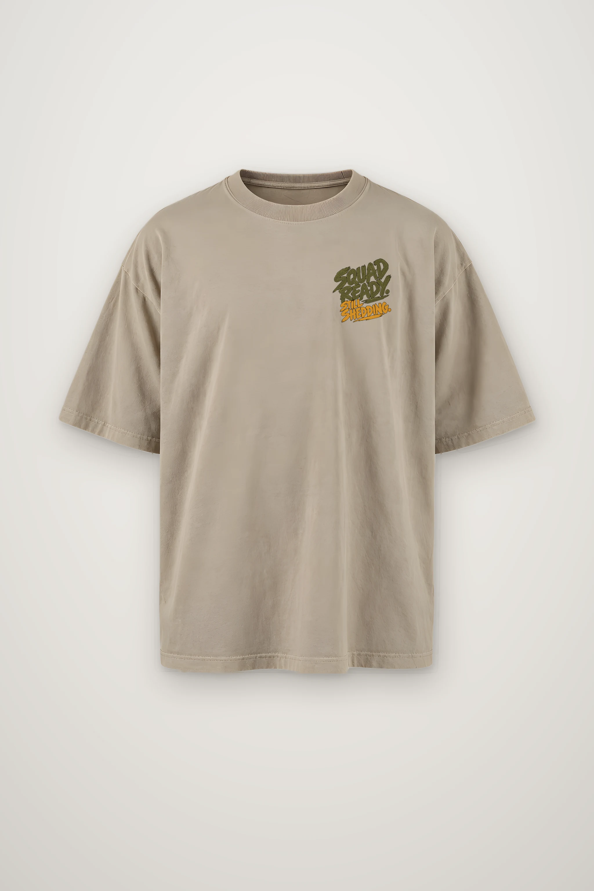 "Squad Ready, Still Shedding" Men's Oversized Heavyweight Crewneck T-Shirt