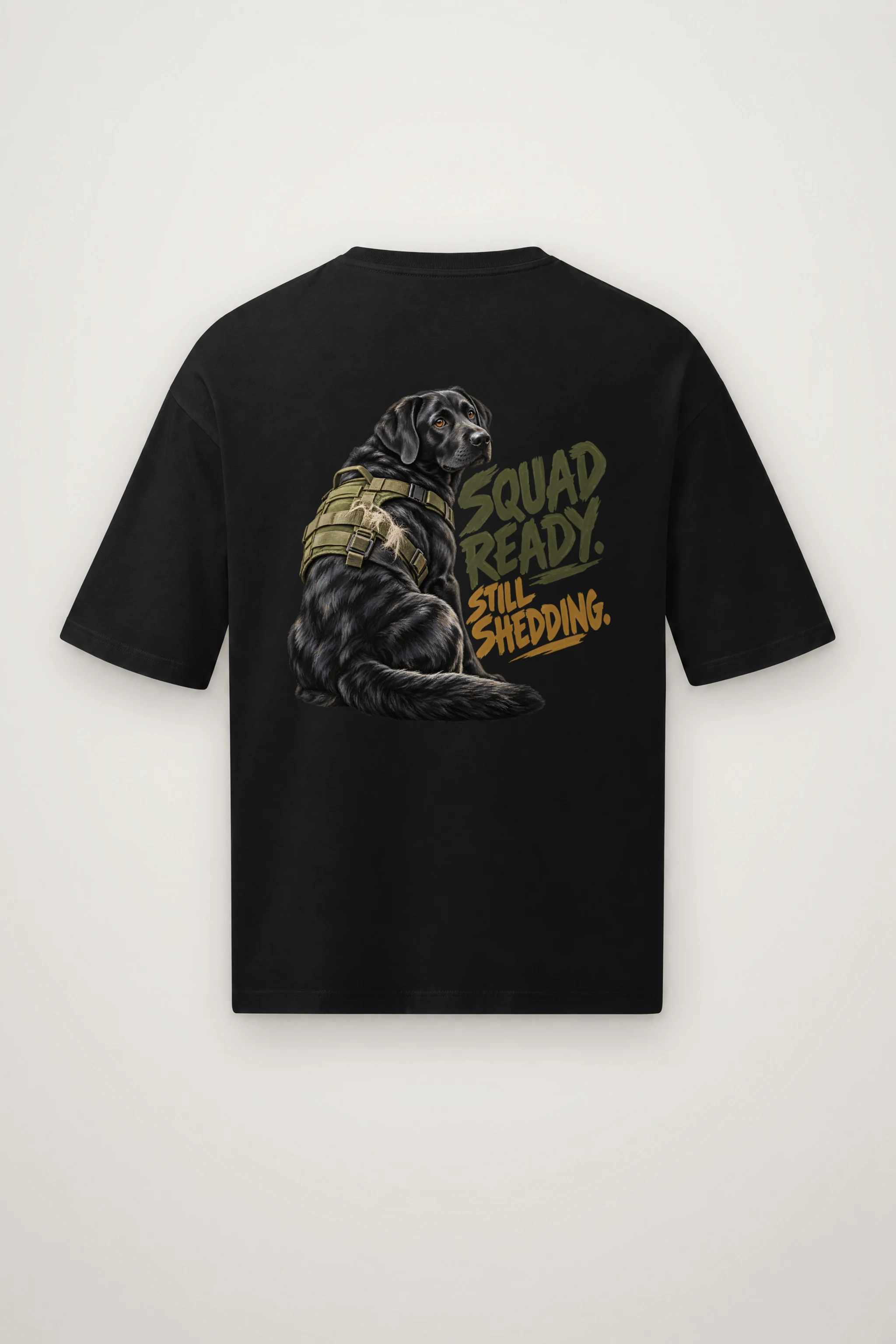 "Squad Ready, Still Shedding" Men's Oversized Heavyweight Crewneck T-Shirt