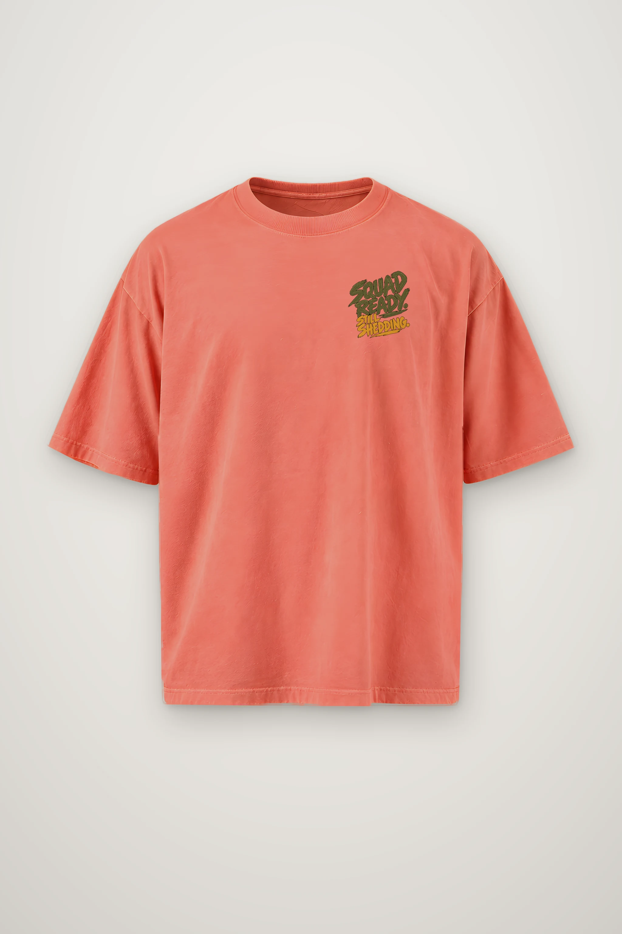 "Squad Ready, Still Shedding" Men's Oversized Heavyweight Crewneck T-Shirt
