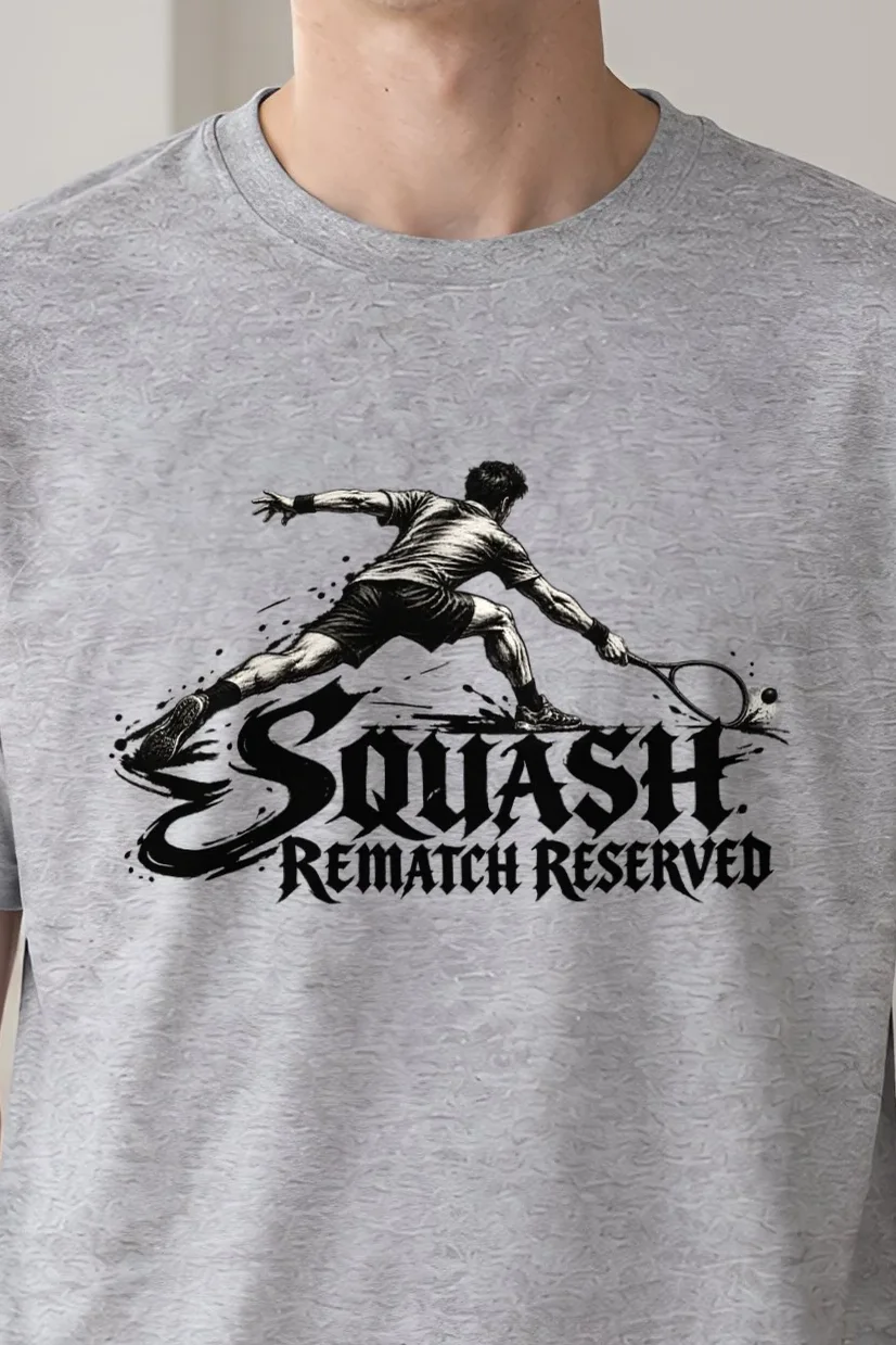 "Squash Rematch Reserved" Heavyweight Unisex Crewneck T-shirt - the graphic up close