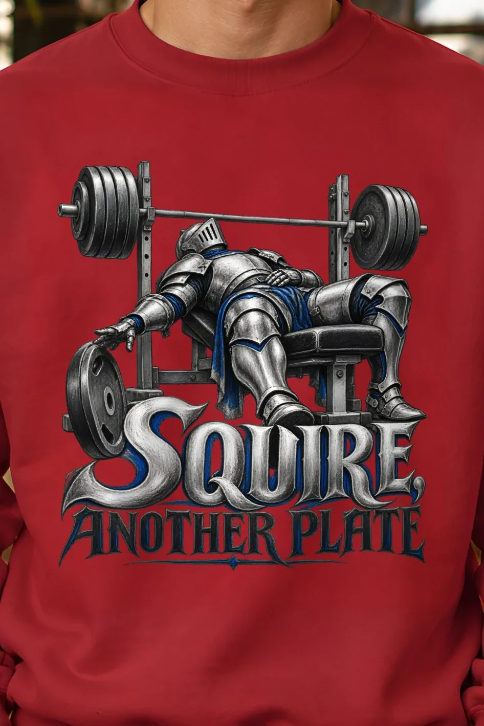 "Squire, Another Plate" Heavy Blend Unisex Crewneck Sweatshirt - the graphic up close