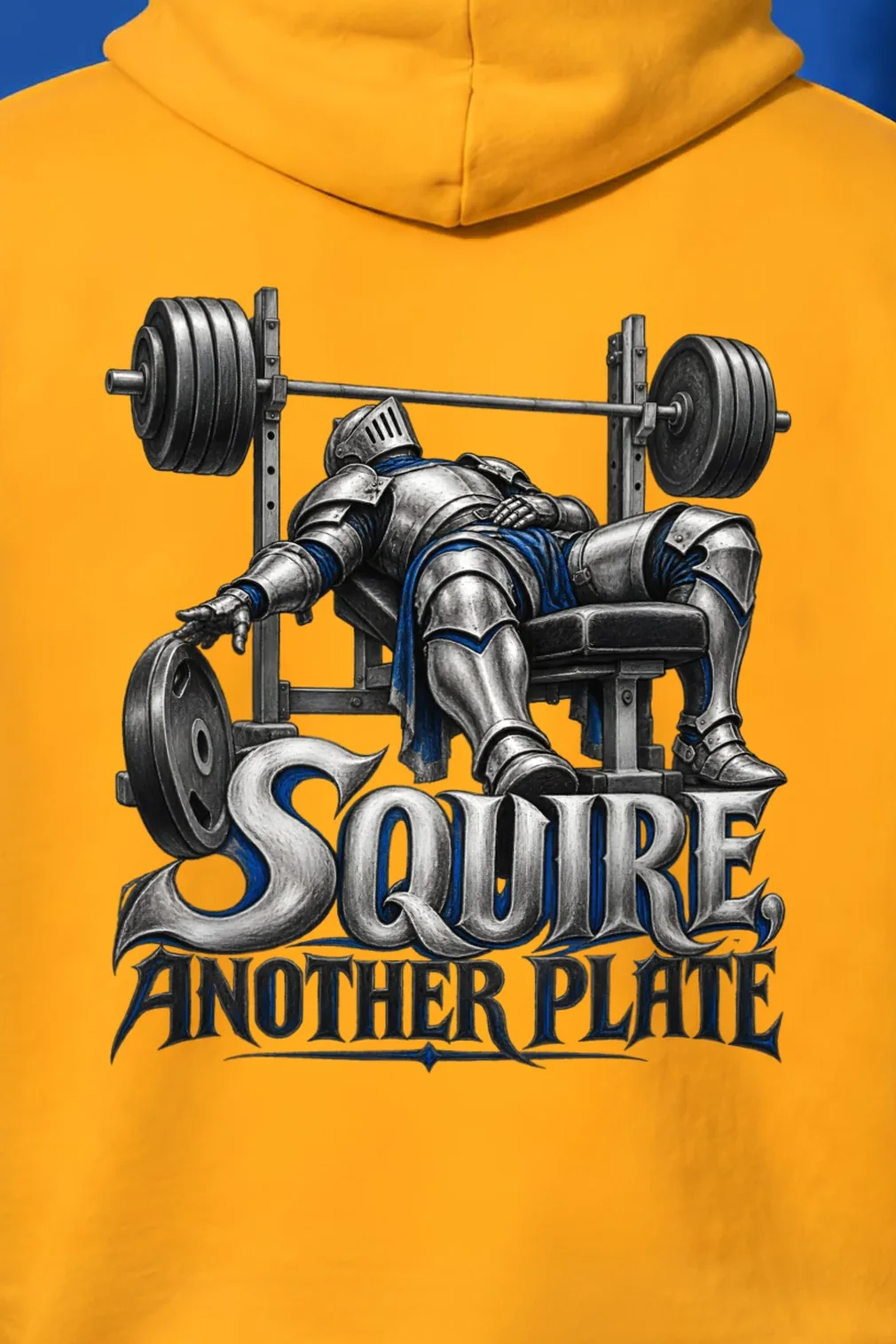 "Squire, Another Plate" Heavy Blend Unisex Pullover Hoodie - the graphic up close