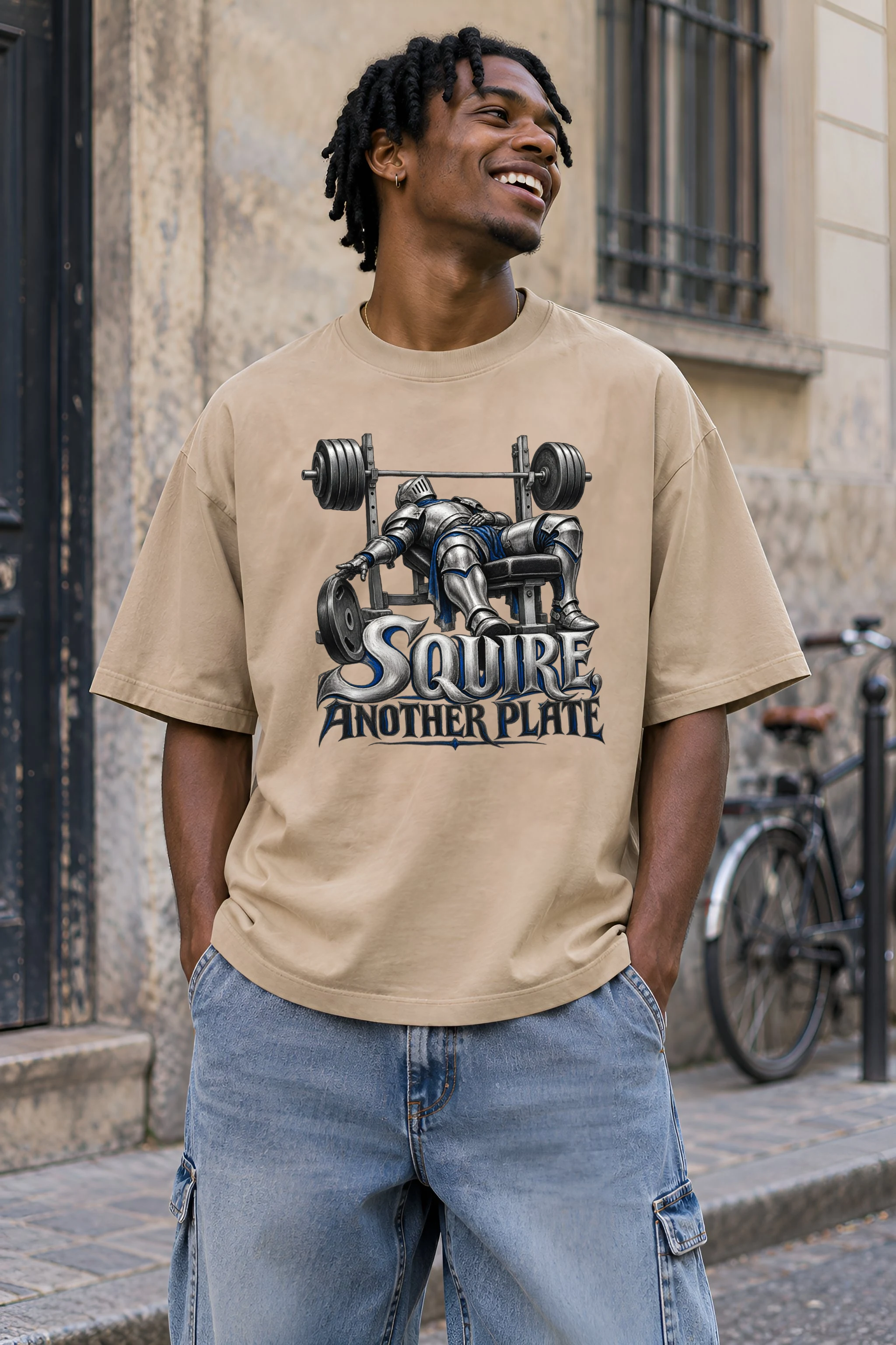 "Squire, Another Plate" Unisex Oversized Heavyweight Crewneck T-Shirt