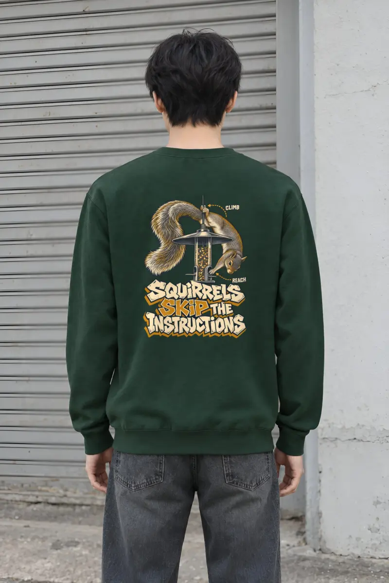“Squirrels Skip the Instructions” Heavy Blend Unisex Crewneck Sweatshirt