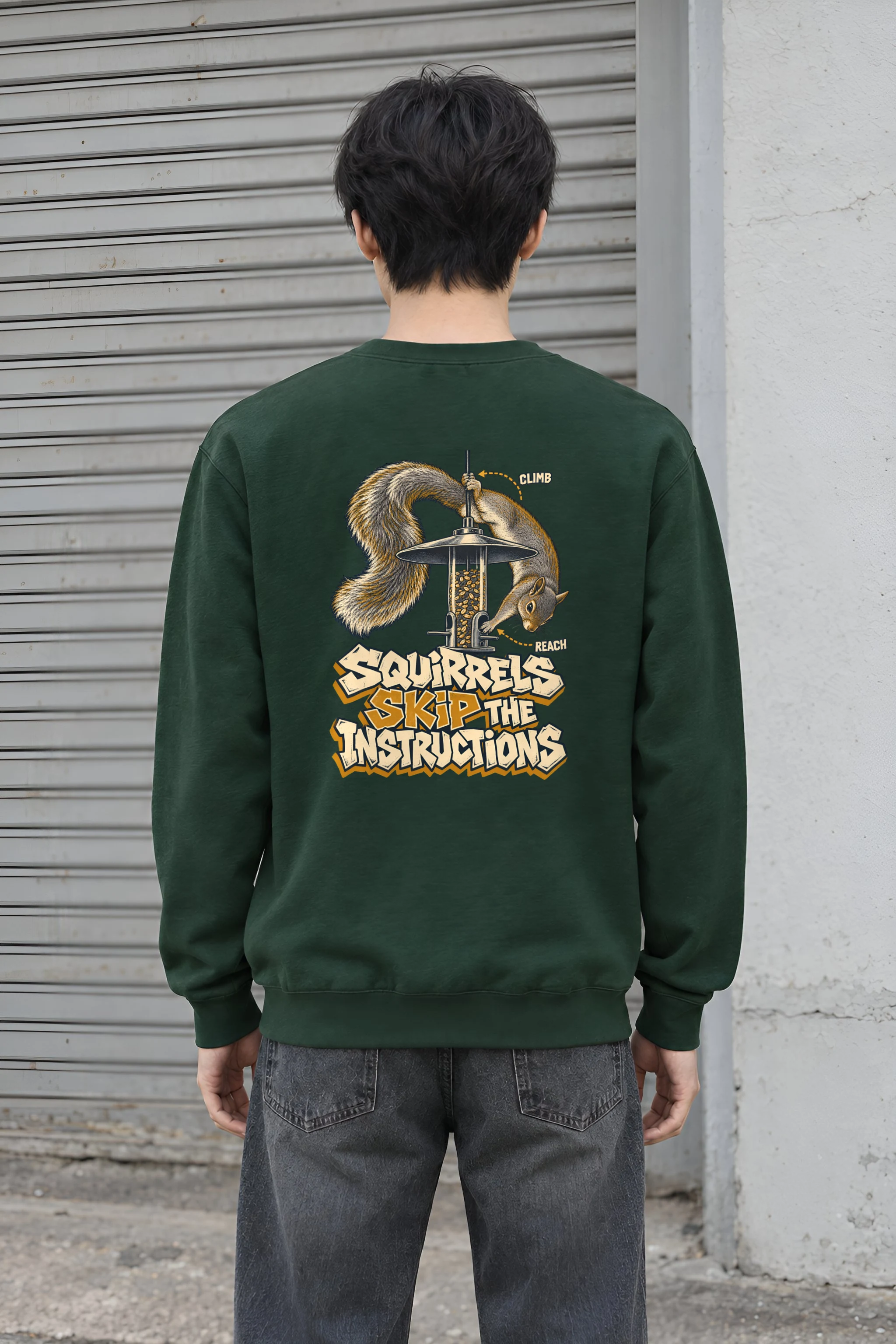 "Squirrels Skip the Instructions" Heavy Blend Unisex Crewneck Sweatshirt
