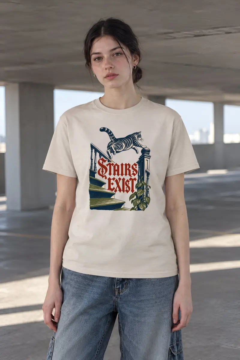 "Stairs Exist" Heavyweight Unisex Crewneck T-shirt