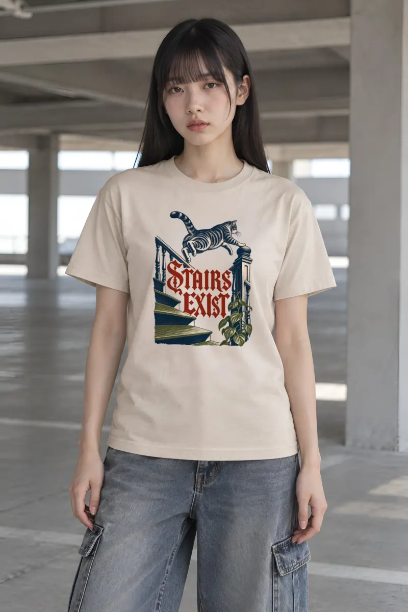 "Stairs Exist" Heavyweight Unisex Crewneck T-shirt