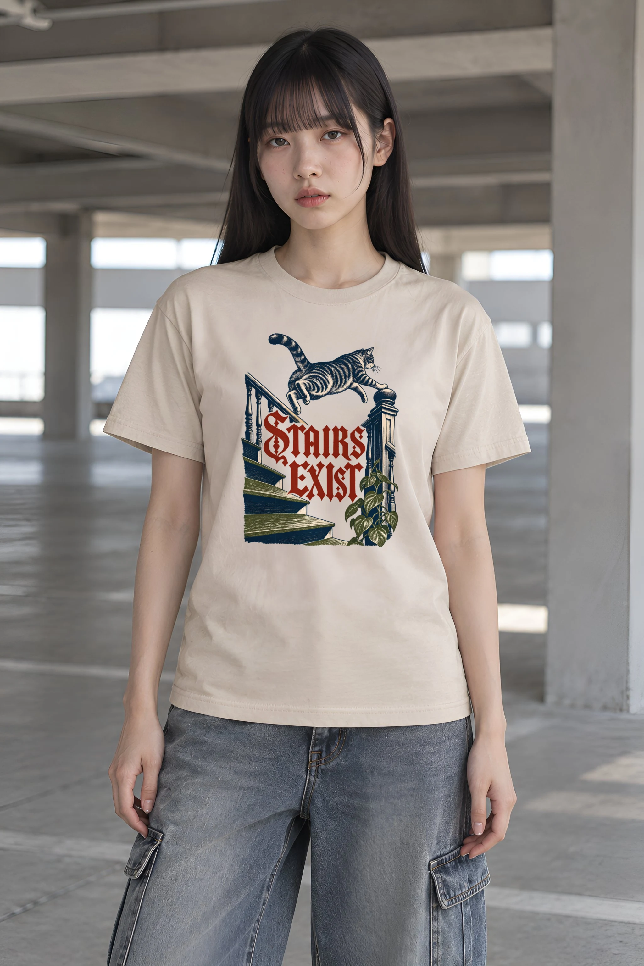"Stairs Exist" Heavyweight Unisex Crewneck T-shirt