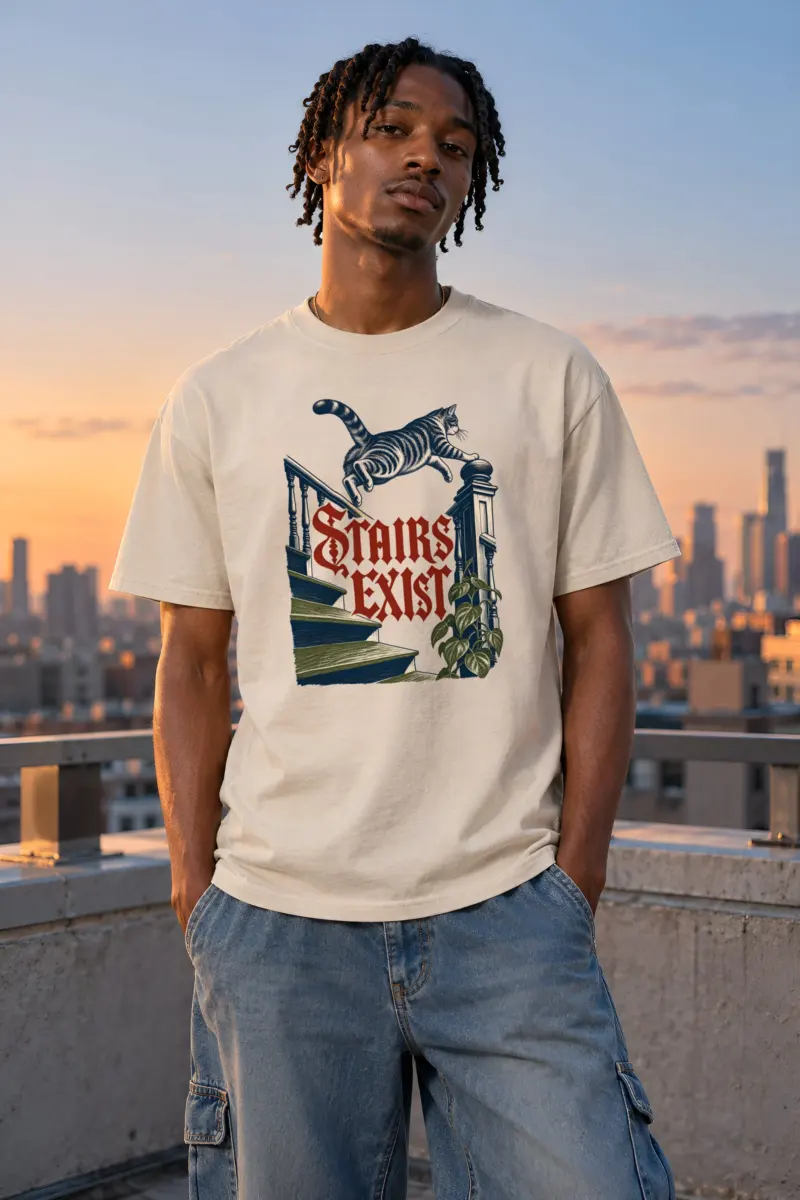 "Stairs Exist" Heavyweight Unisex Crewneck T-shirt