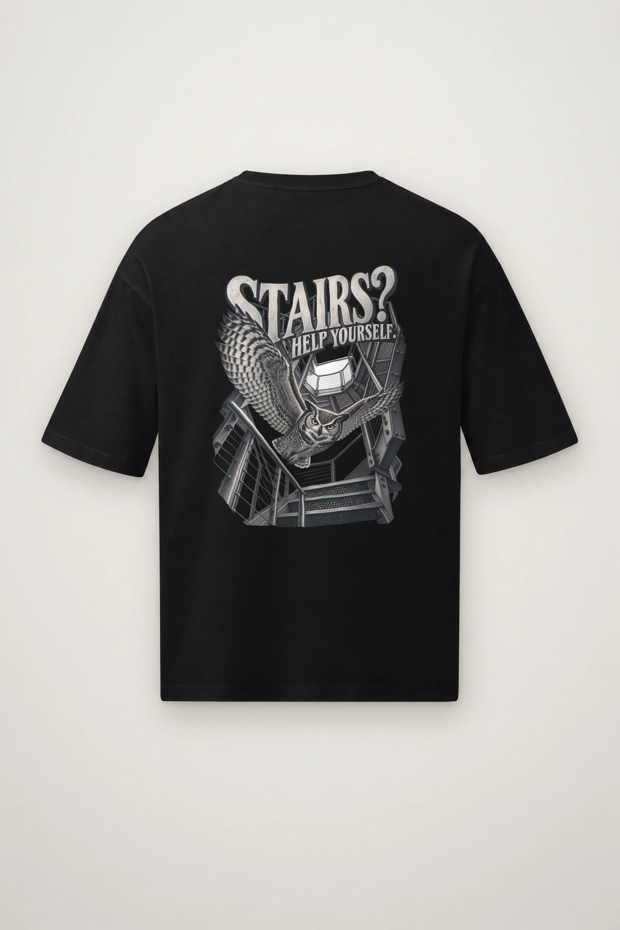 "Stairs? Help Yourself." Men's Oversized Heavyweight Crewneck T-Shirt
