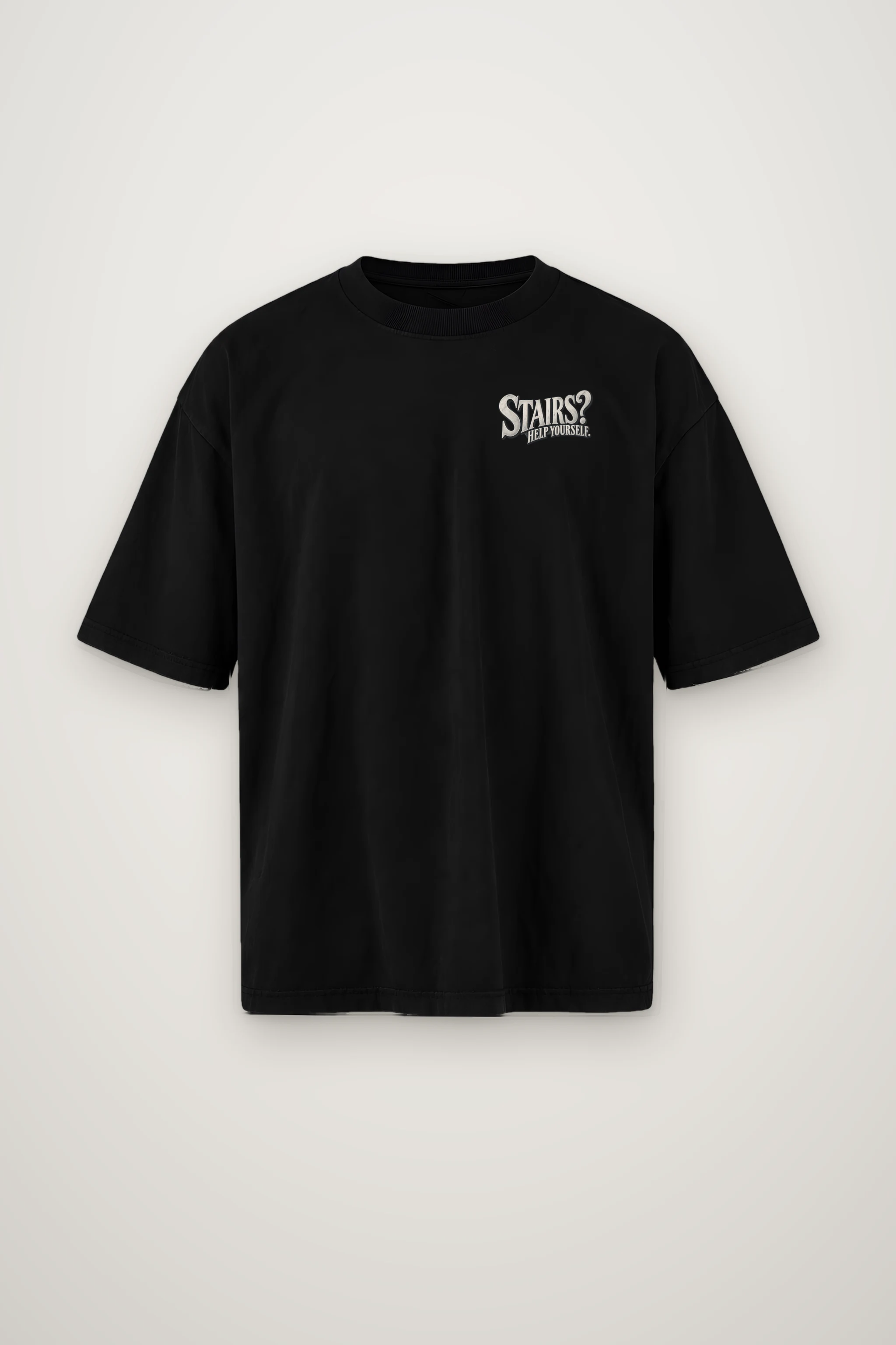 "Stairs? Help Yourself." Men's Oversized Heavyweight Crewneck T-Shirt