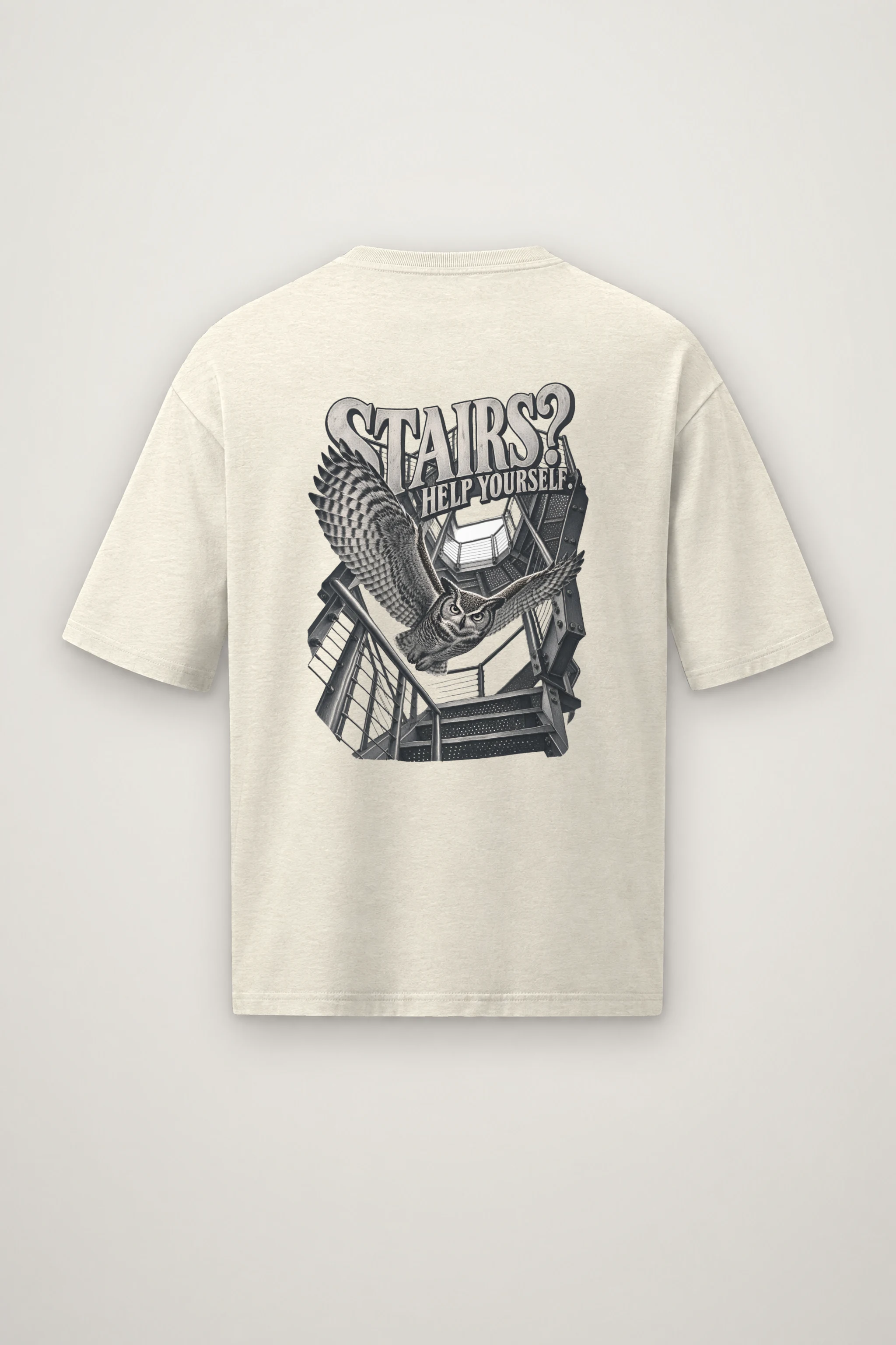 "Stairs? Help Yourself." Men's Oversized Heavyweight Crewneck T-Shirt