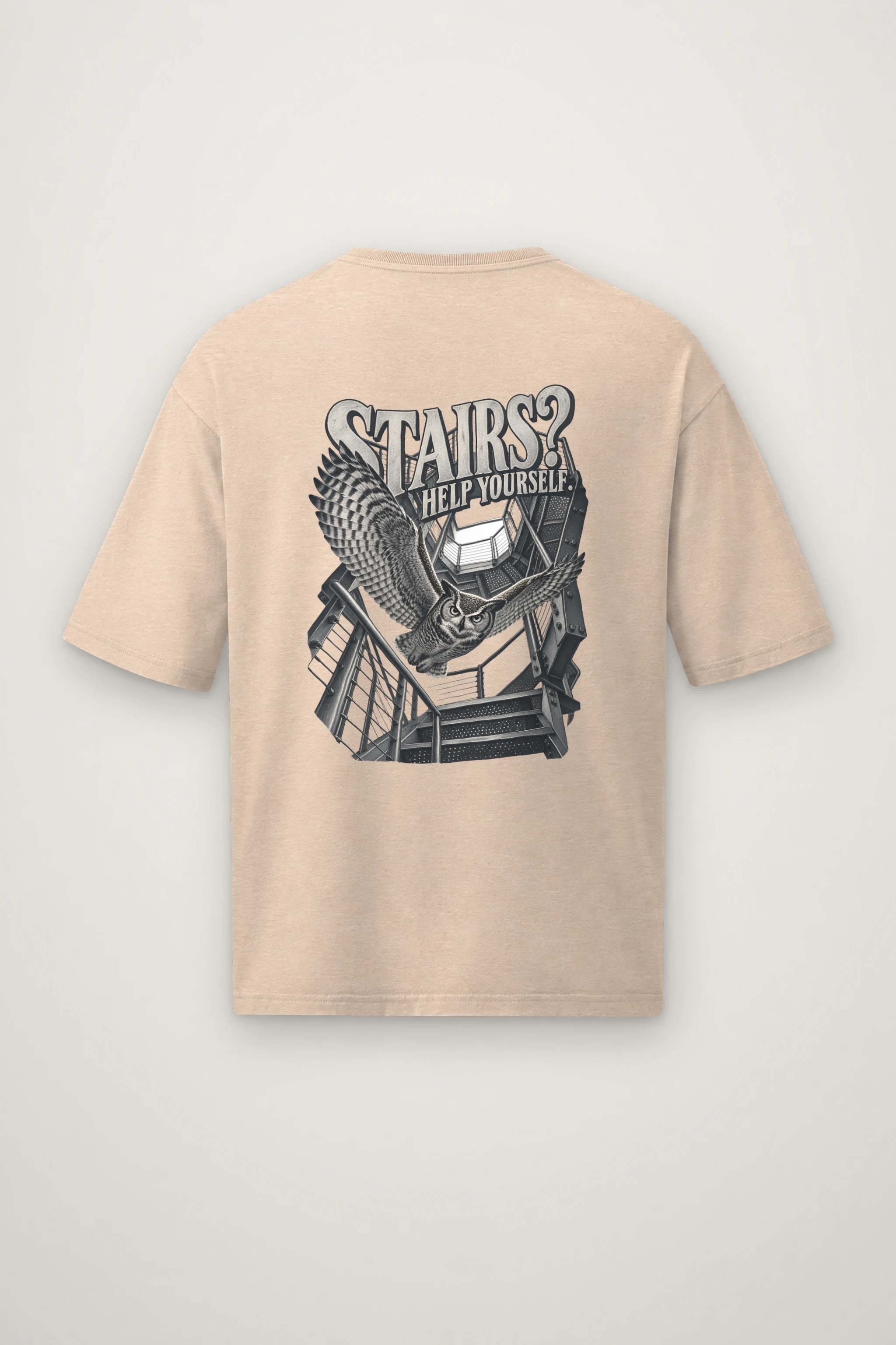 "Stairs? Help Yourself." Men's Oversized Heavyweight Crewneck T-Shirt