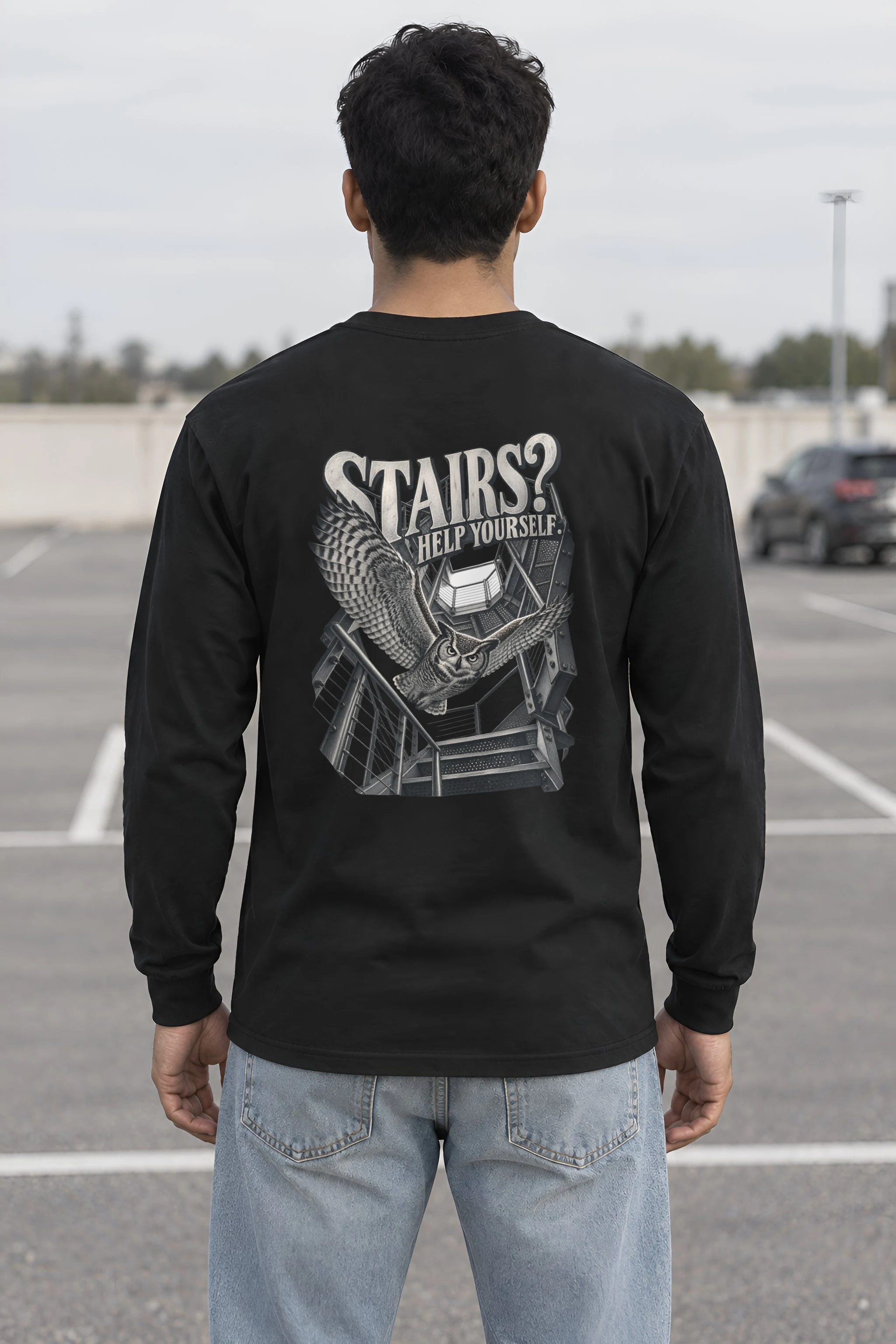 "Stairs? Help Yourself." Unisex Longsleeve T-shirt