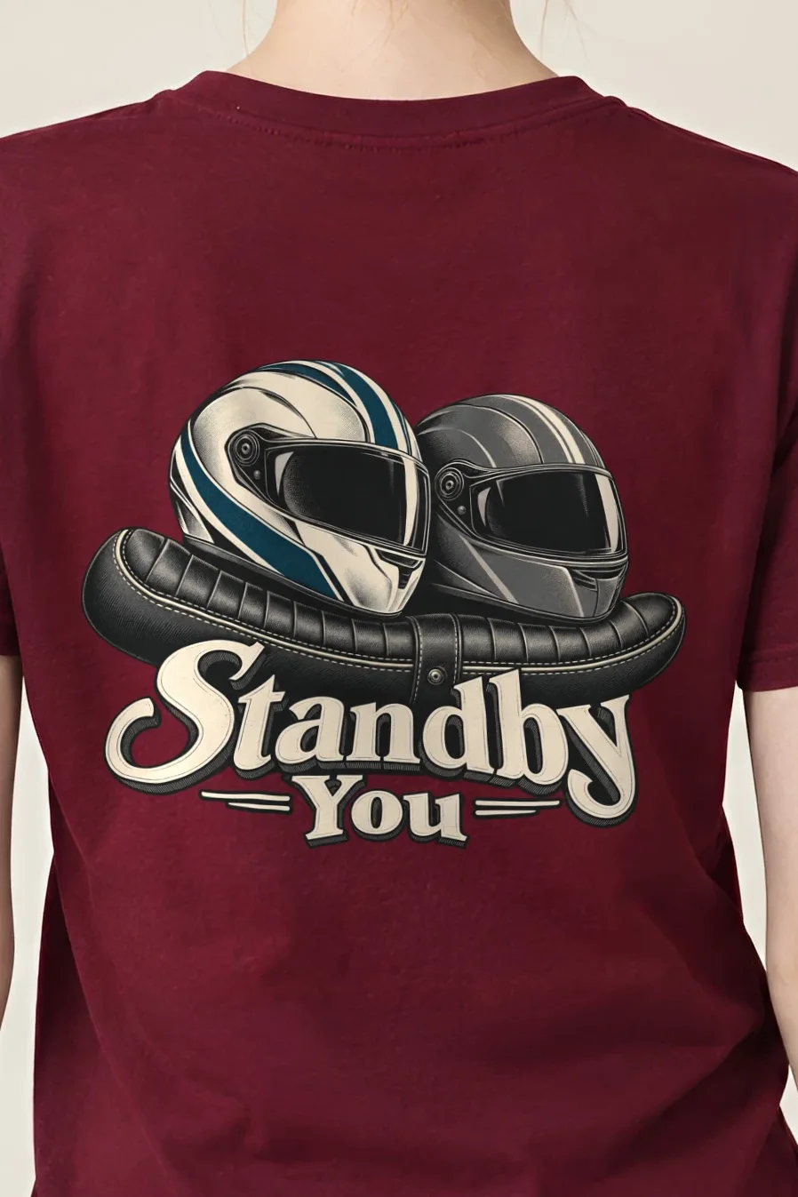 "Standby You" Heavyweight Unisex Crewneck T-shirt - the graphic up close