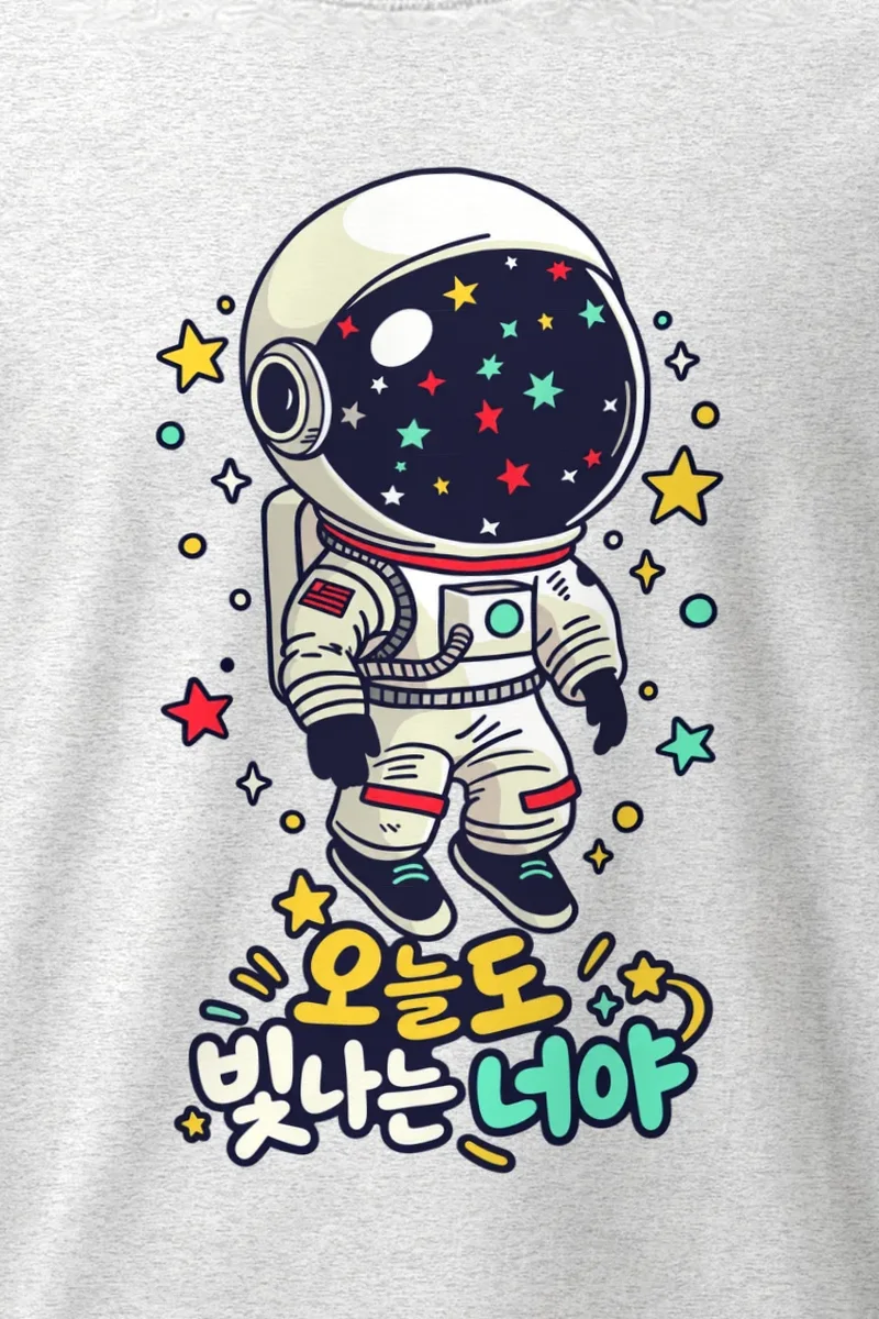 "Starlit Space Drifter" Heavyweight Unisex Crewneck T-shirt - the graphic up close